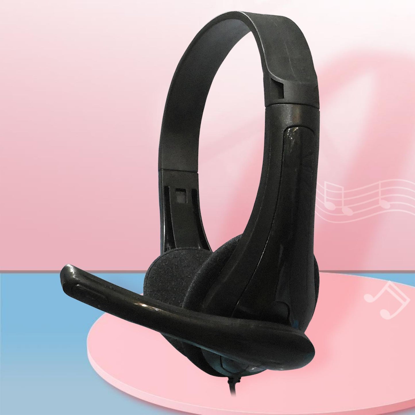 Wired Headphones 3.5mm Audio Cable Corded Lightweight Stereo for Laptop Kids Black