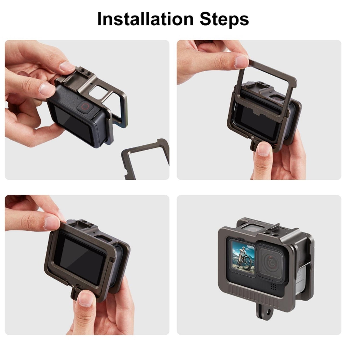 Aluminum Alloy Case for Hero 10 9 Black Solid Protection Quick Release