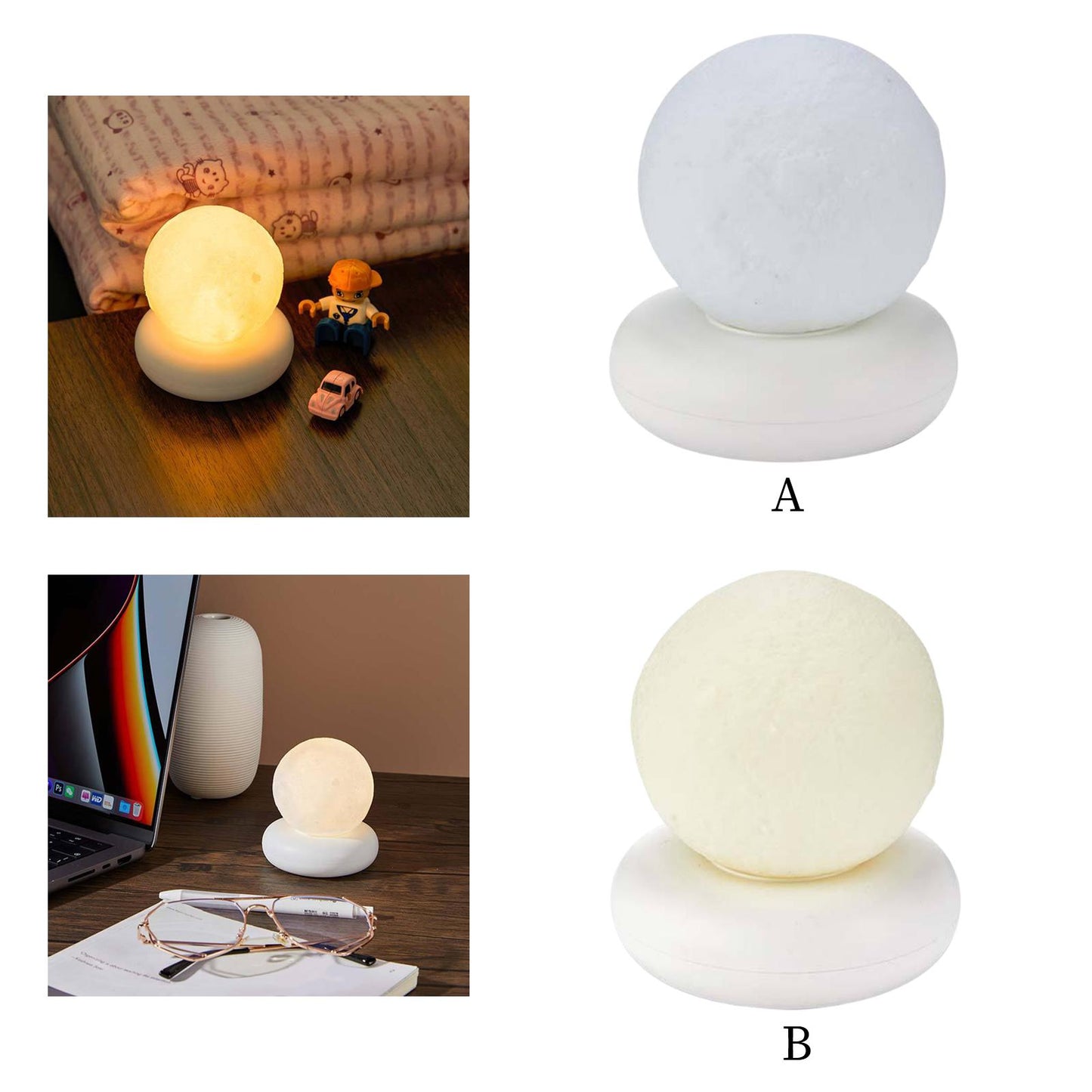 3D Moon Night Light LED 3 Brightness Table Lamp Glow in The Dark Normal