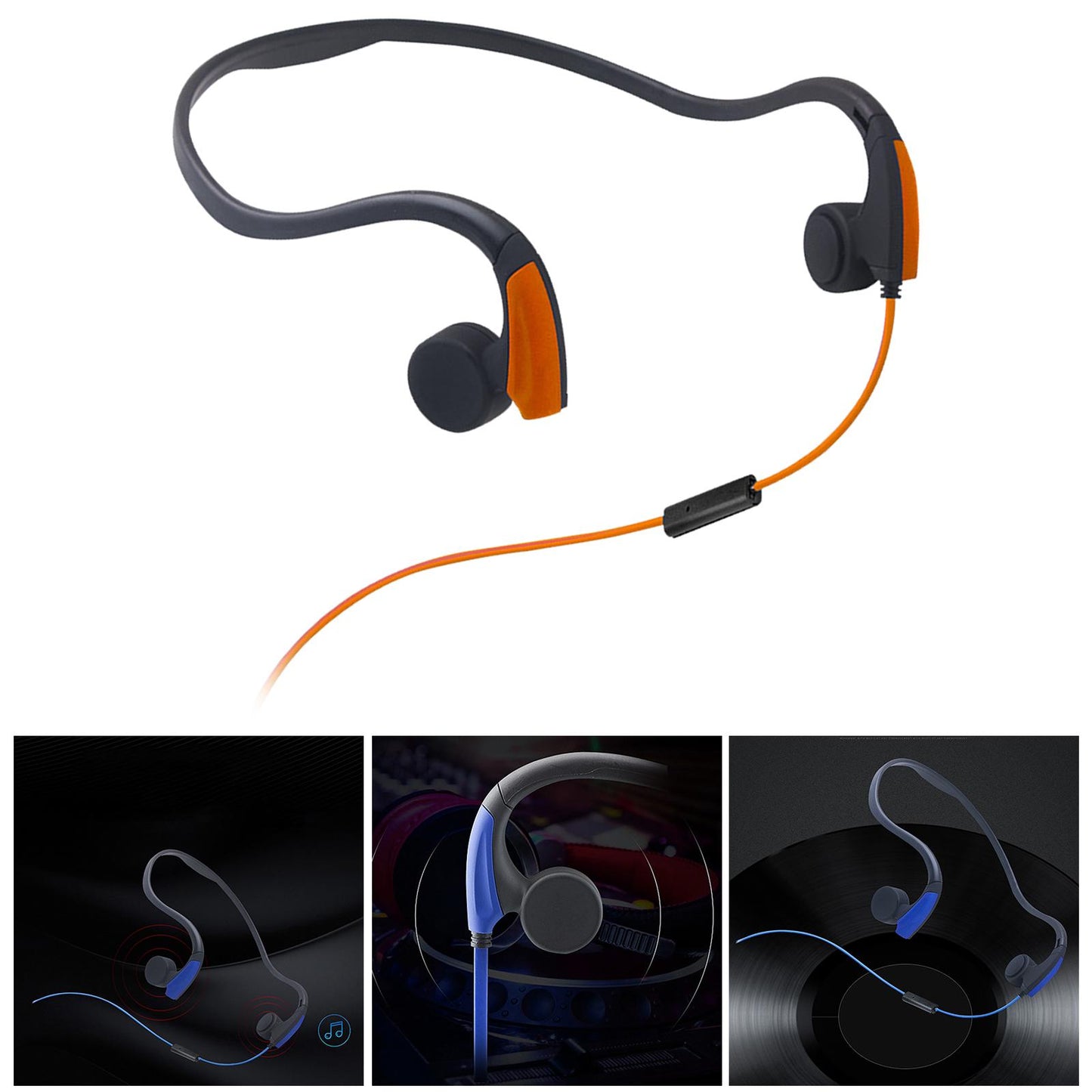 Bone Conduction Wired Headset Voice Control for Running Outdoor Sport Orange
