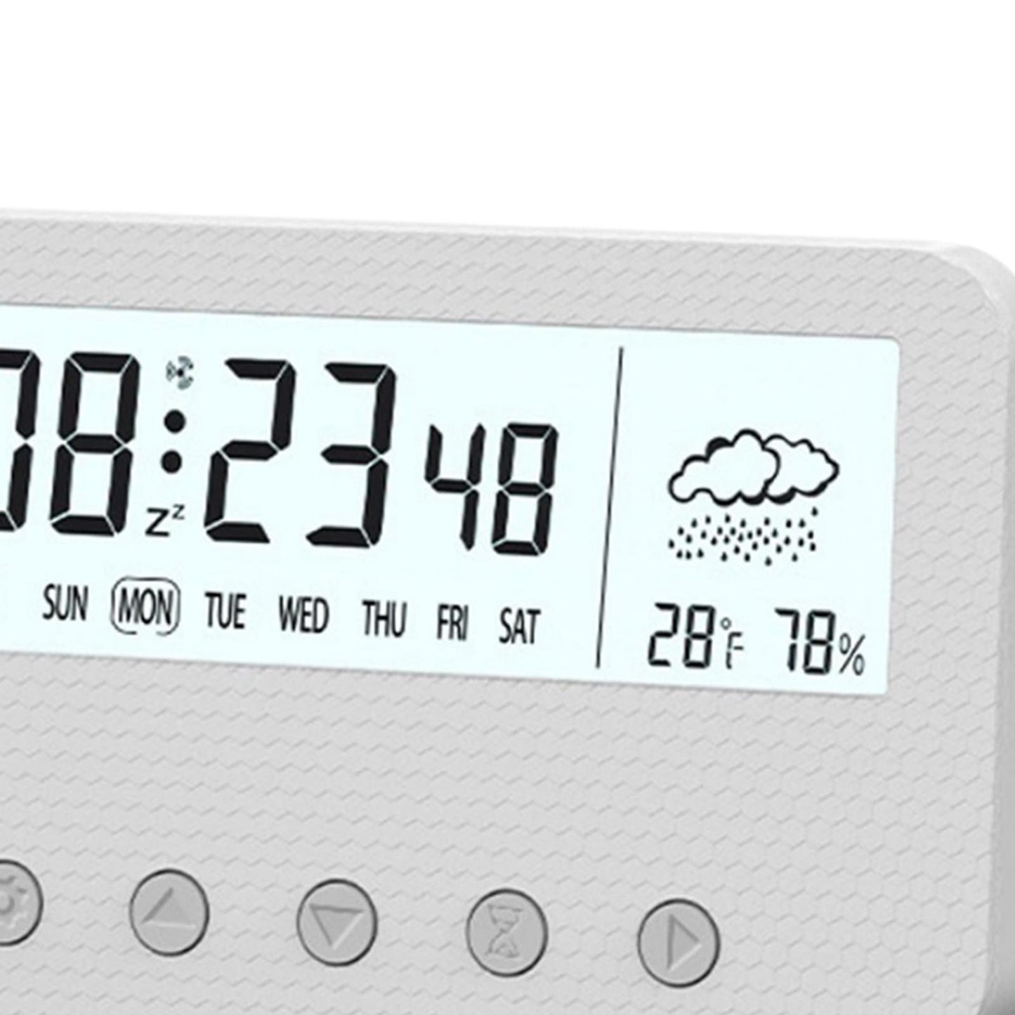 Alarm Clock Thermometer Hygrometer Snooze Humidity for Bedroom Outdoor White