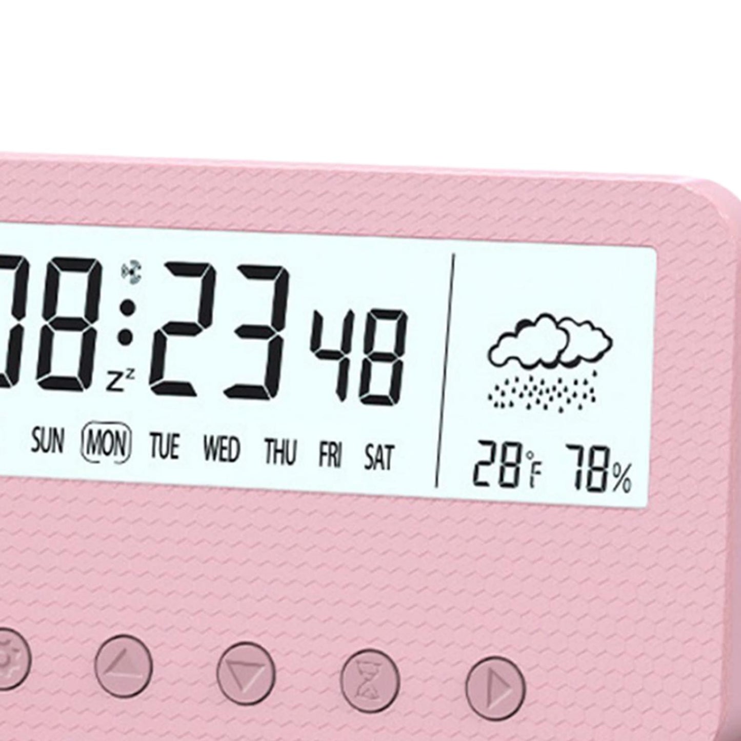 Alarm Clock Thermometer Hygrometer Snooze Humidity for Bedroom Outdoor Pink