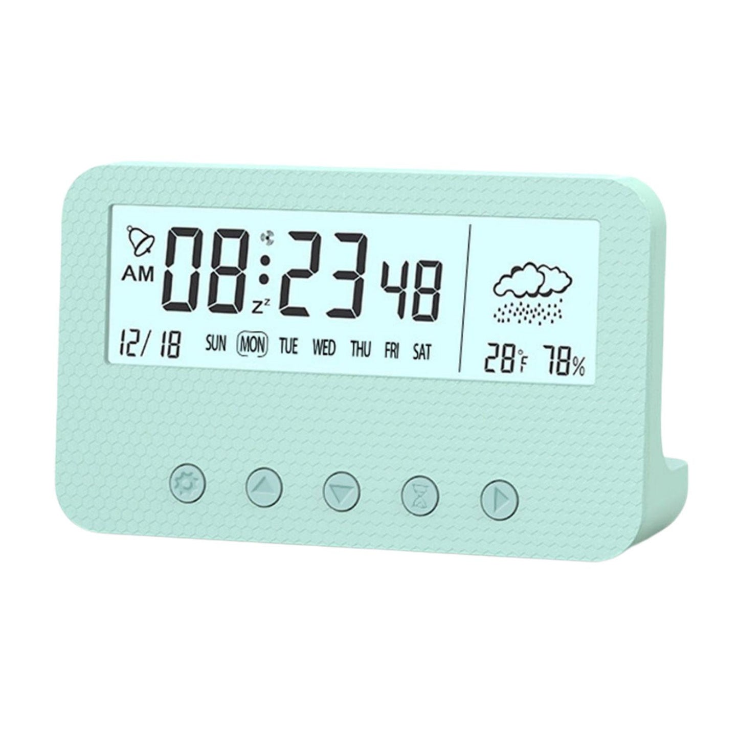 Alarm Clock Thermometer Hygrometer Snooze Humidity for Bedroom Outdoor Green