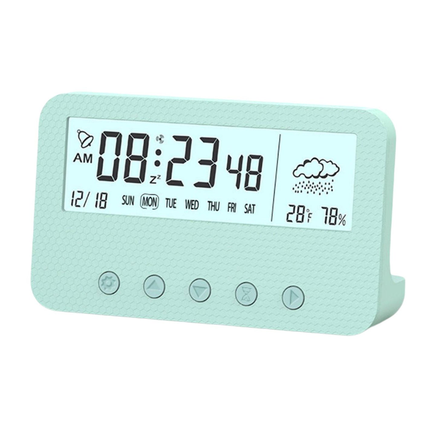 Alarm Clock Thermometer Hygrometer Snooze Humidity for Bedroom Outdoor Green