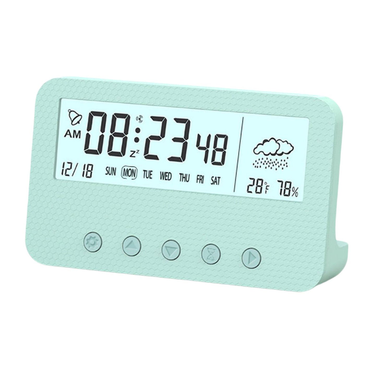 Alarm Clock Thermometer Hygrometer Snooze Humidity for Bedroom Outdoor Green