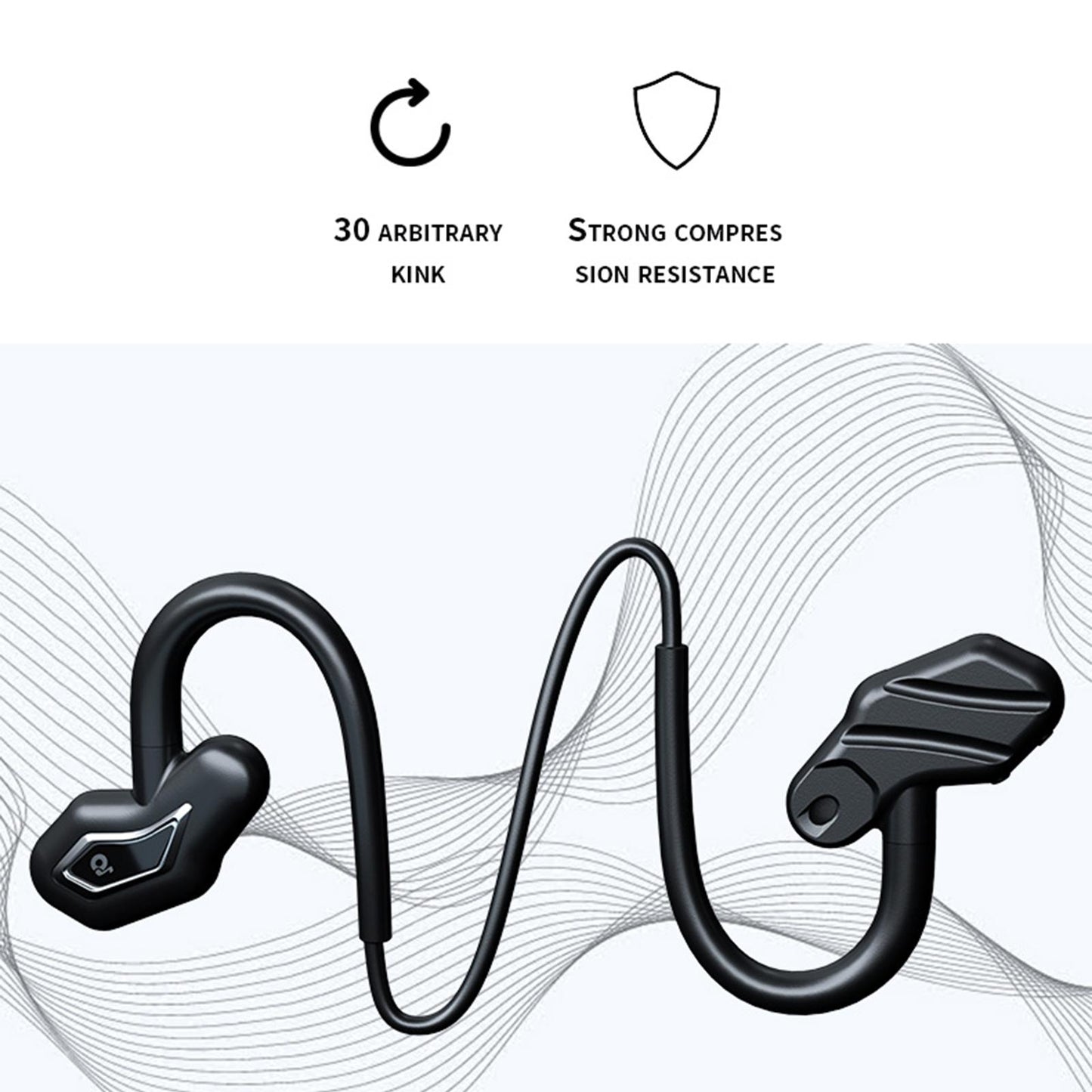 Bone Conduction Headphones Wireless Bluetooth Headset Black 16G Memory