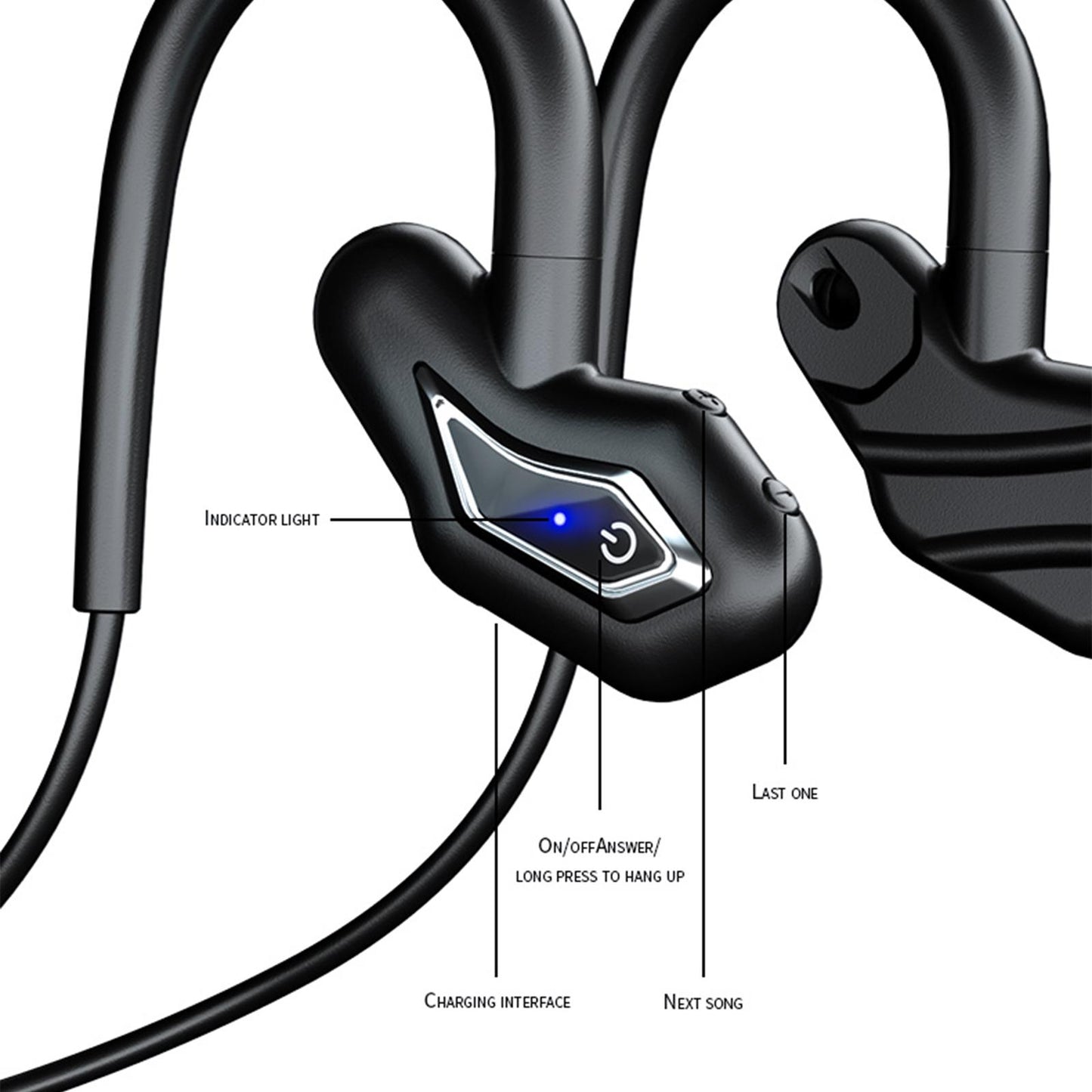 Bone Conduction Headphones Wireless Bluetooth Headset Black 16G Memory