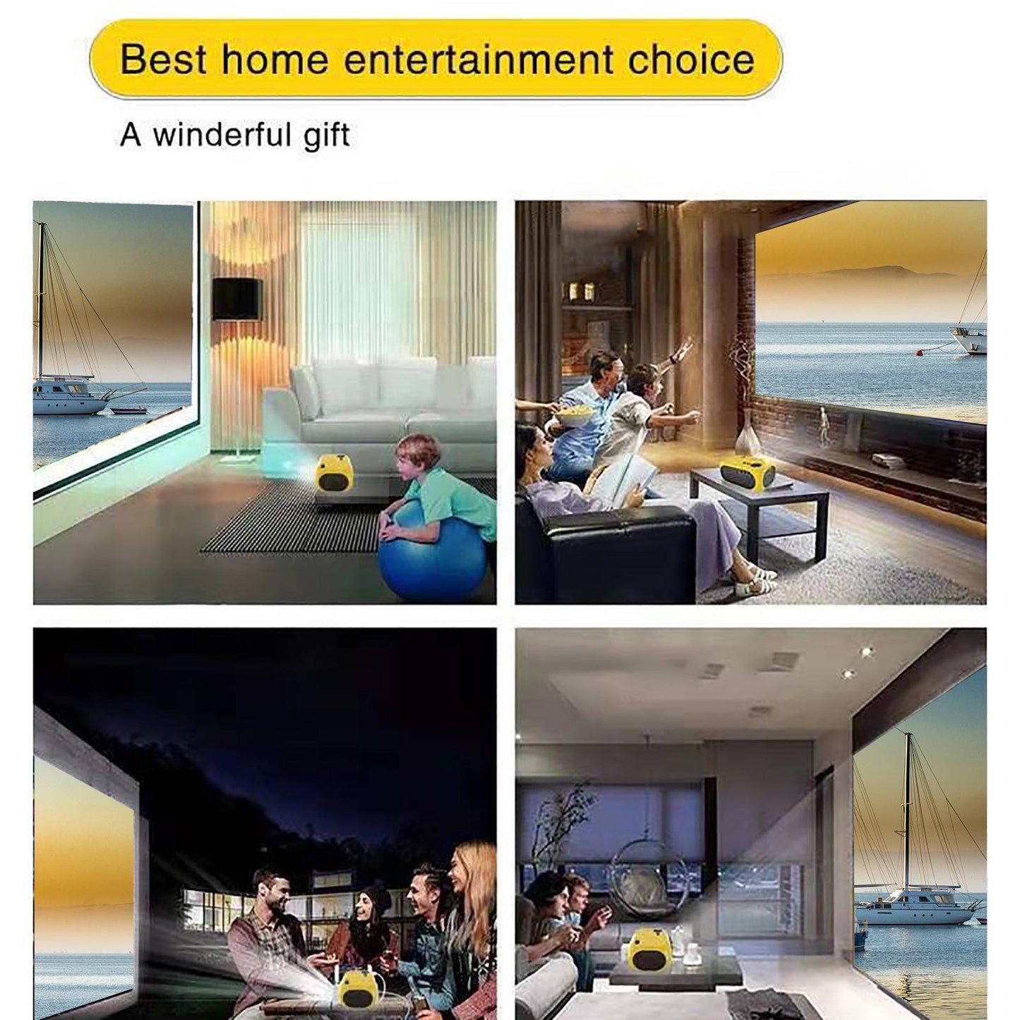 Mini Projector Kids Gift for Home Theater Entertainment Business Education