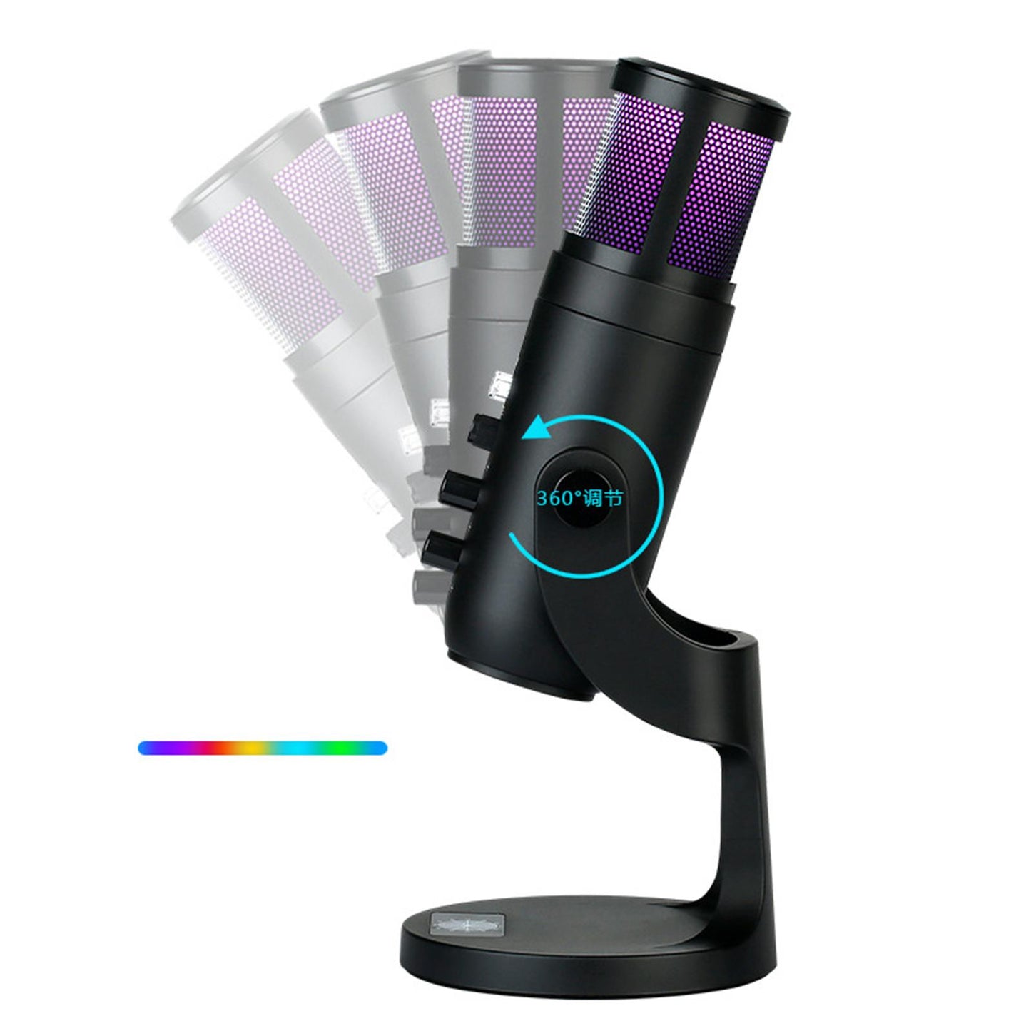 RGB USB Condenser Microphone Professional Mic for Discord Desktop Laptop