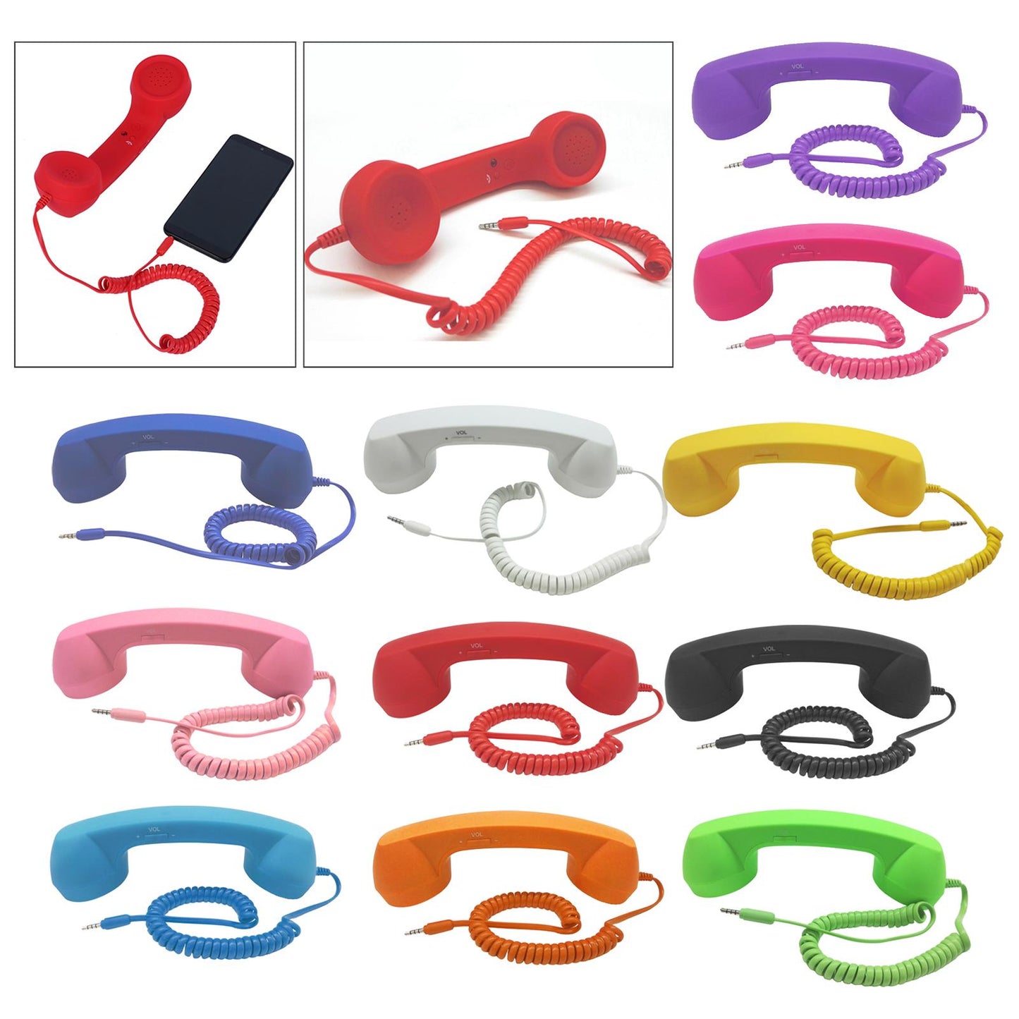 Retro Telephone Handset 3.5mm Classic Mini for iPhone iPad Mobile Phones Black