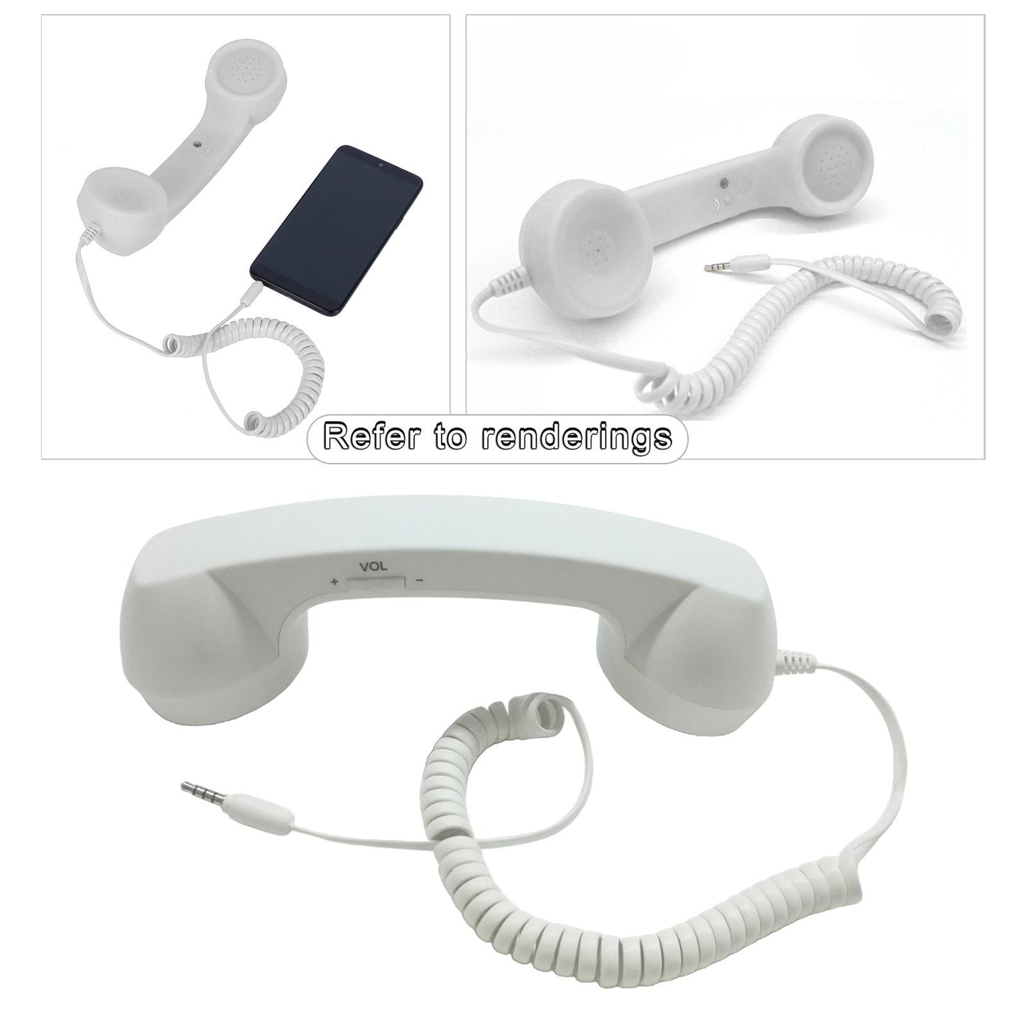 Retro Telephone Handset 3.5mm Classic Mini for iPhone iPad Mobile Phones White