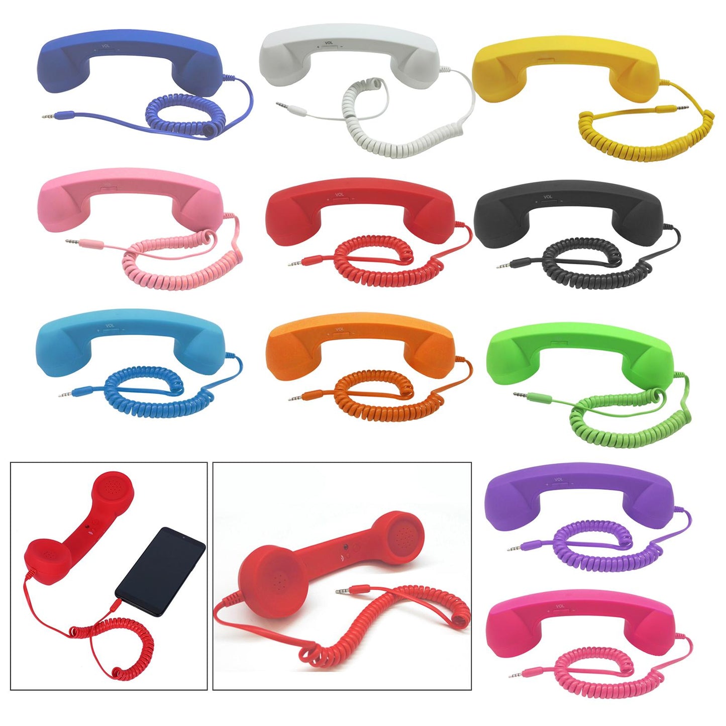 Retro Telephone Handset 3.5mm Classic Mini for iPhone iPad Mobile Phones Blue