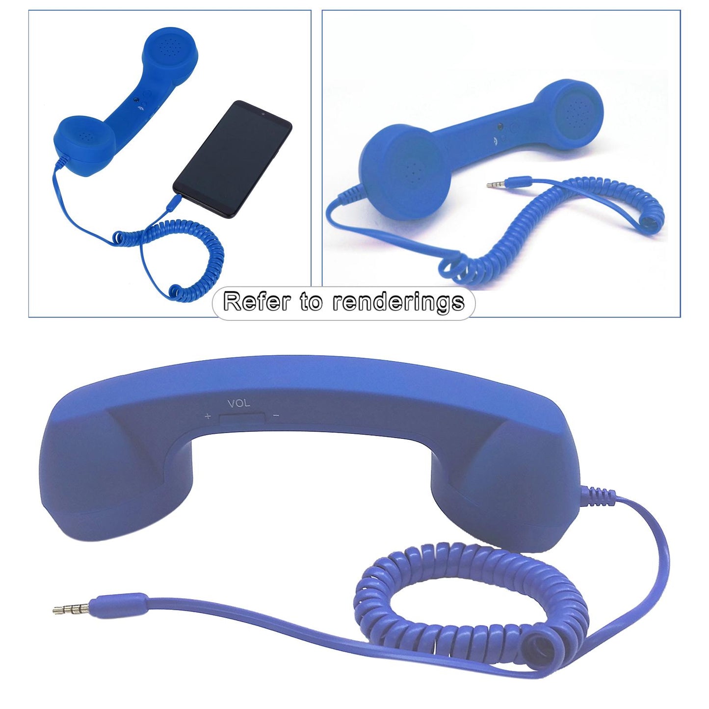Retro Telephone Handset 3.5mm Classic Mini for iPhone iPad Mobile Phones Blue