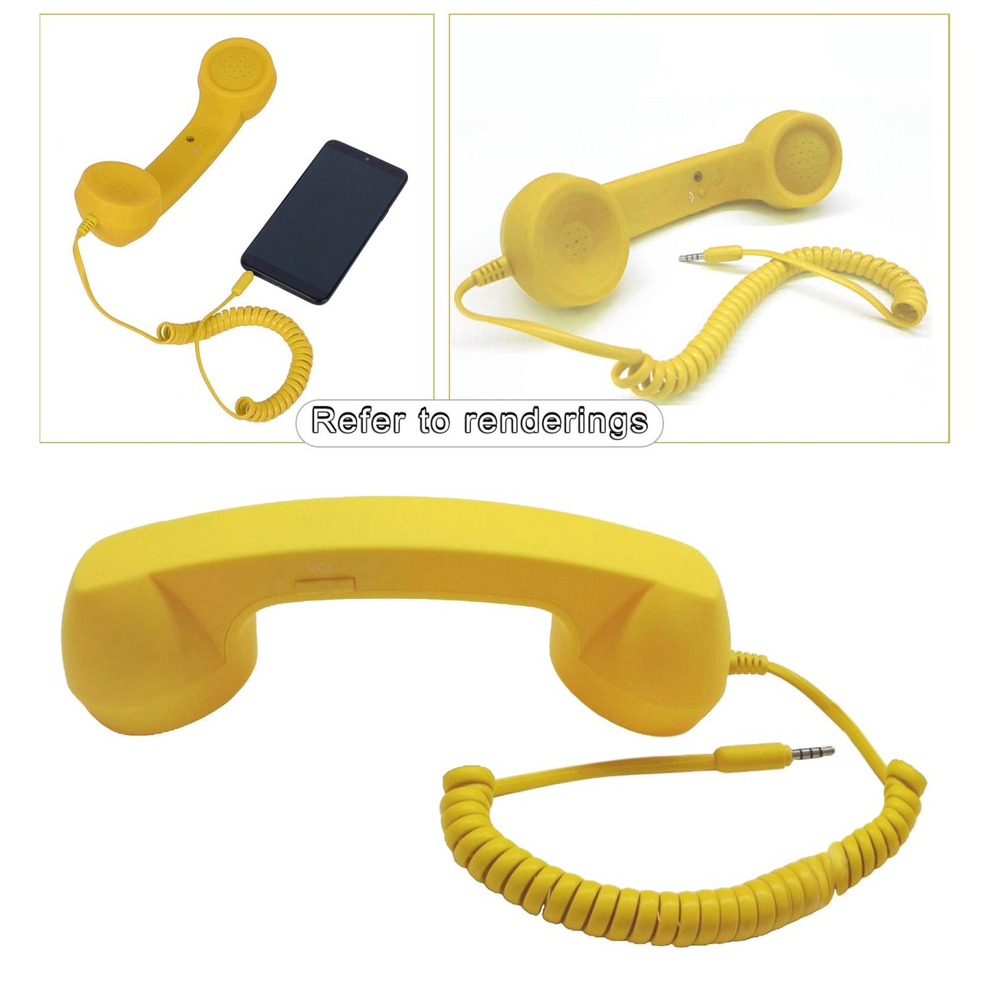 Retro Telephone Handset 3.5mm Classic Mini for iPhone iPad Mobile Phones Yellow