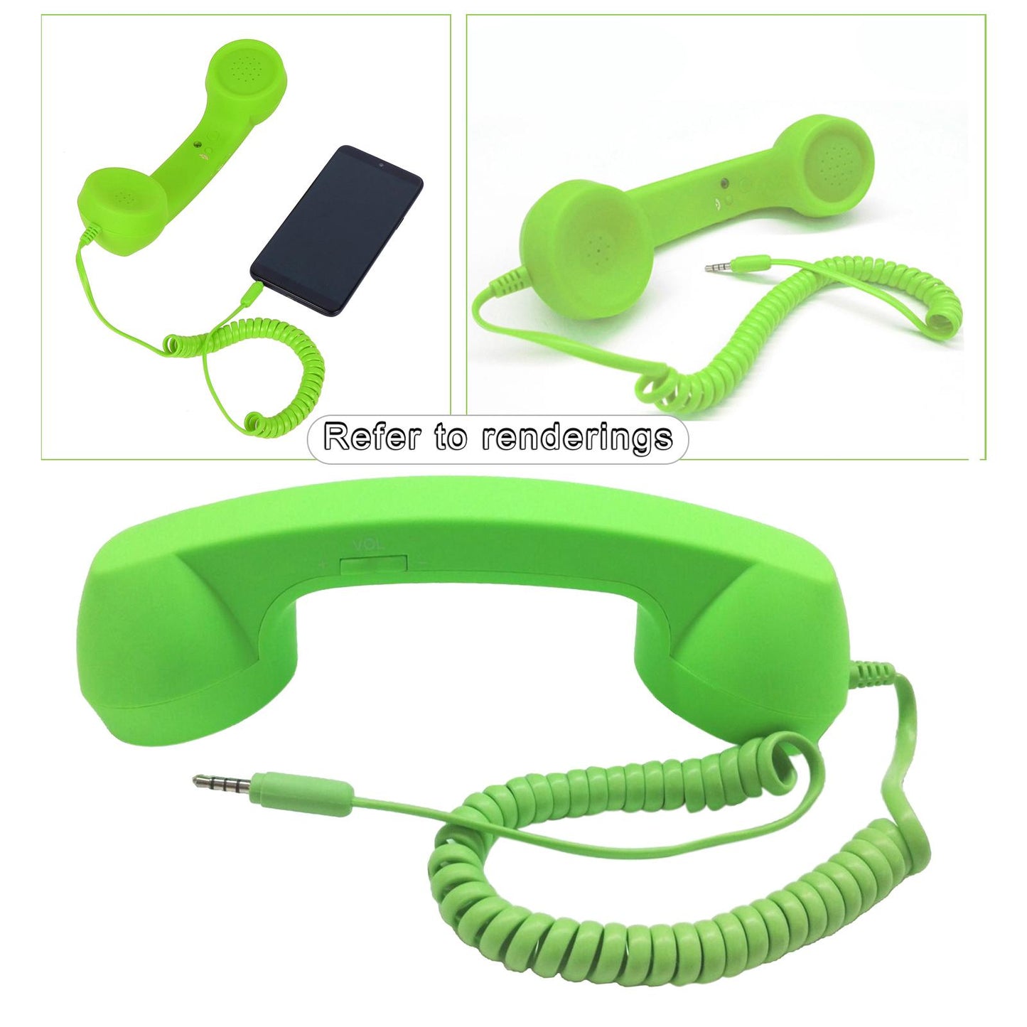 Retro Telephone Handset 3.5mm Classic Mini for iPhone iPad Mobile Phones Green