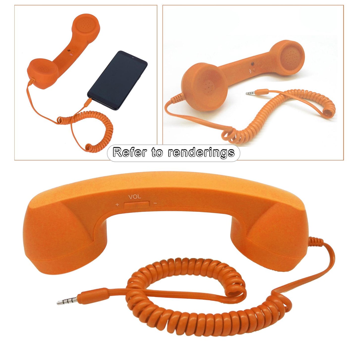 Retro Telephone Handset 3.5mm Classic Mini for iPhone iPad Mobile Phones Orange