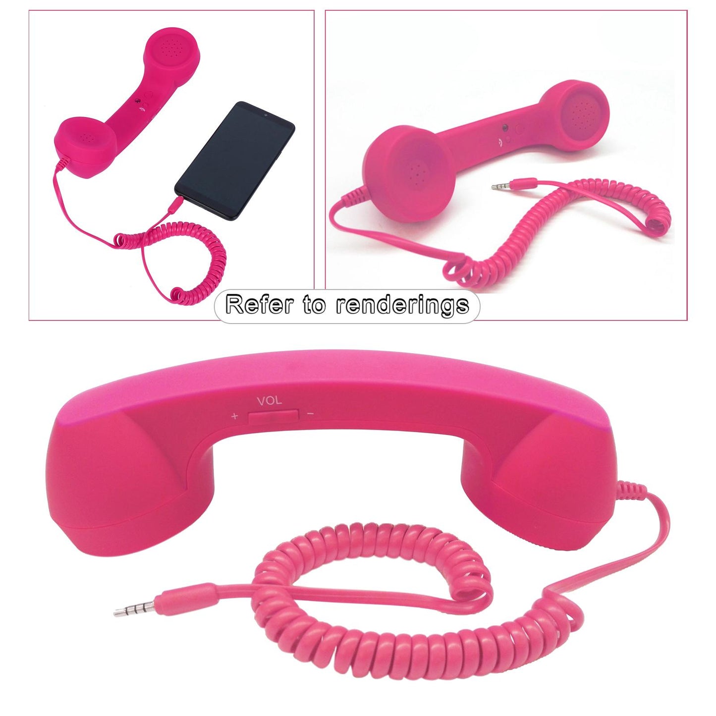 Retro Telephone Handset 3.5mm Classic Mini for iPhone iPad Mobile Phones Rose Red