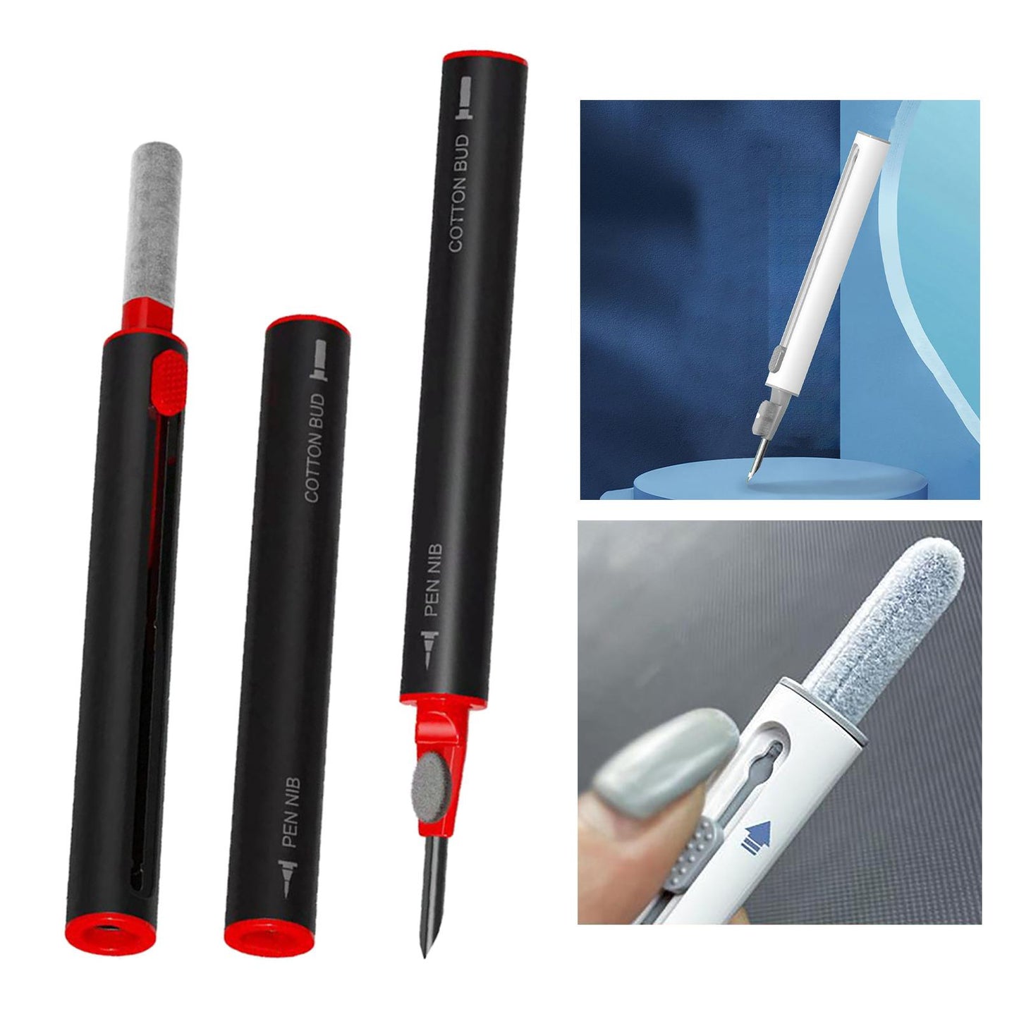 Multifunction Bluetooth Earphone Cleaning Pen for Earphone Case black