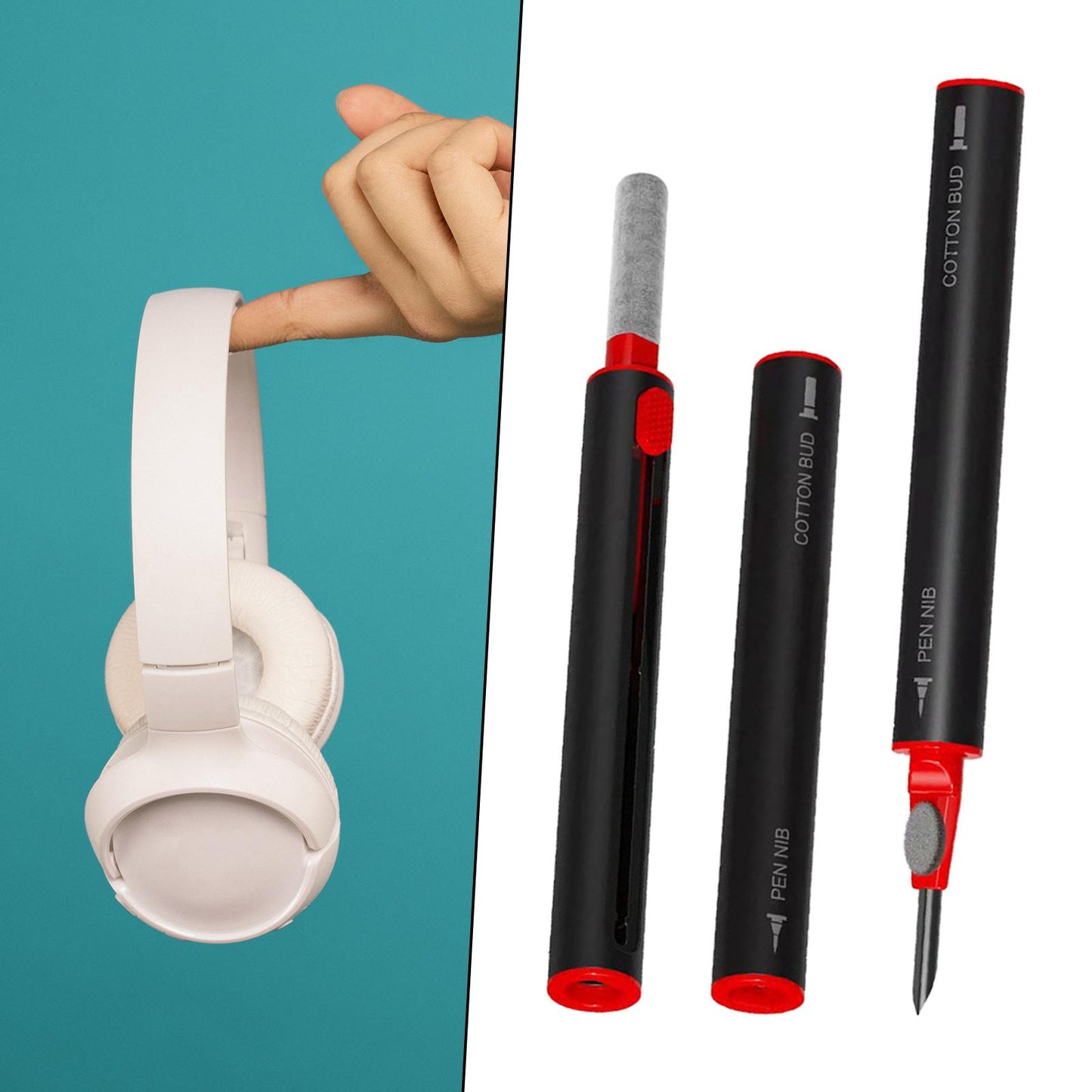 Multifunction Bluetooth Earphone Cleaning Pen for Earphone Case black