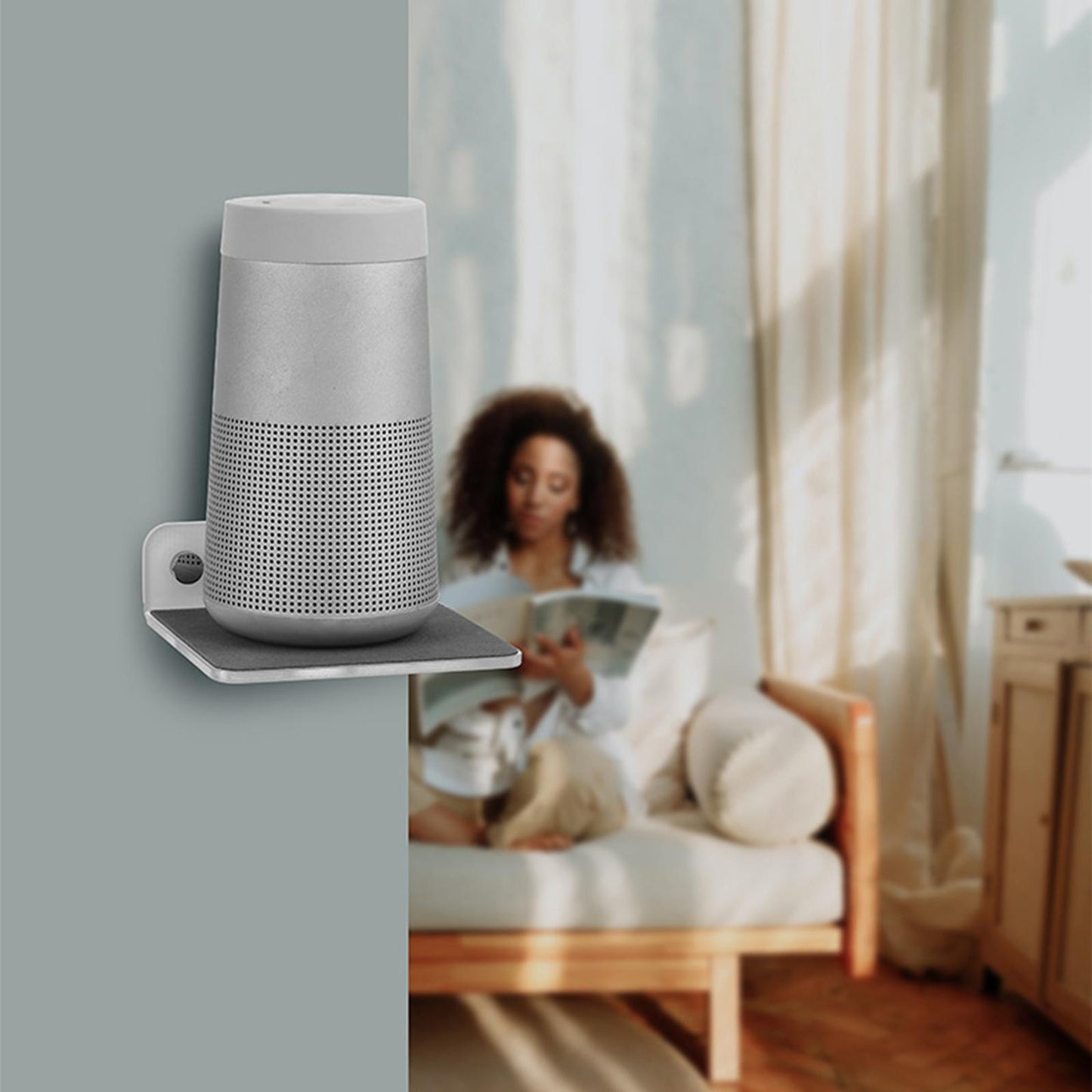 Bluetooth Speaker Stand Holder Accessories Shelf Universal for Sound Bars White