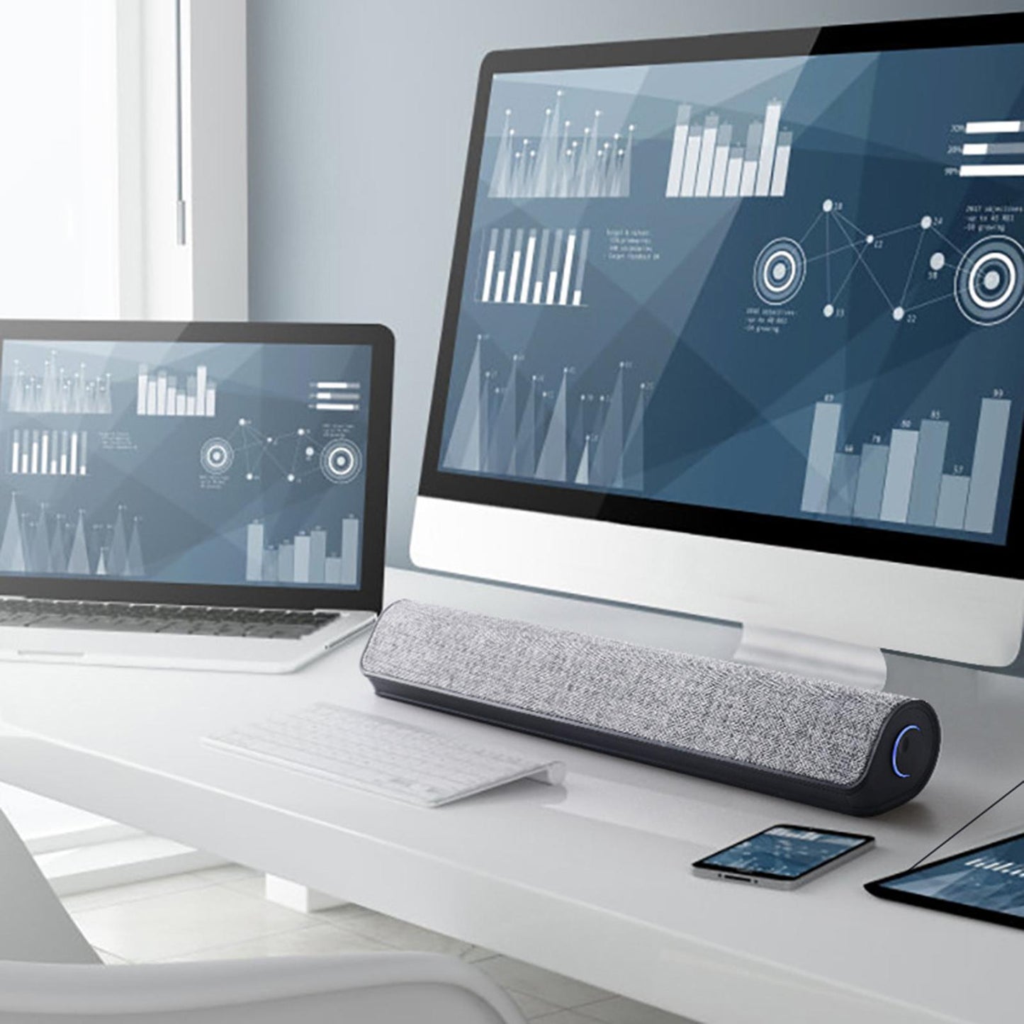 Portable Wired USB Desktop Speaker Stereo Soundbar 3D Stereo Sound Black