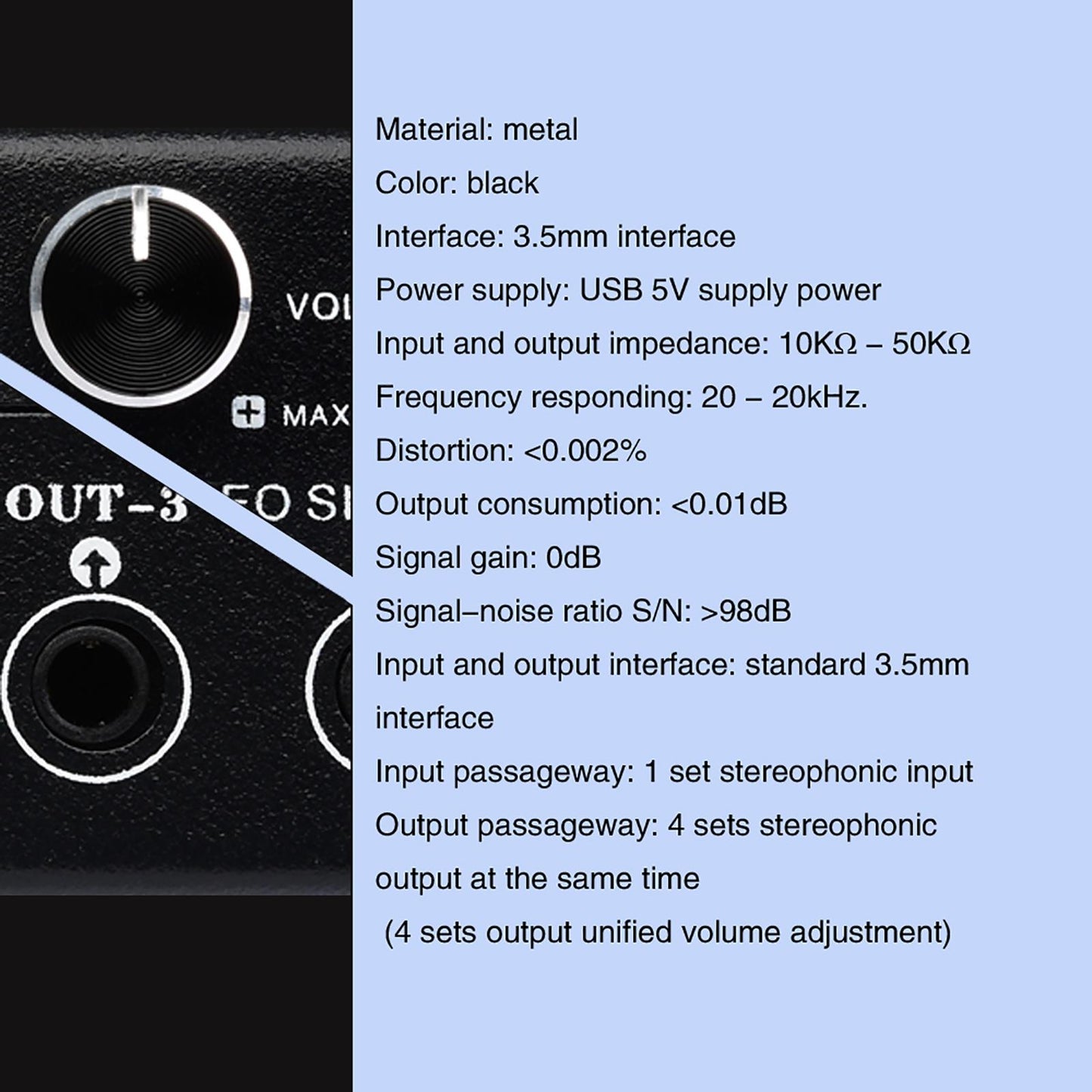 1 in 4 Out Audio Signal Frequency Switcher Selector for Headphone Cell Phone