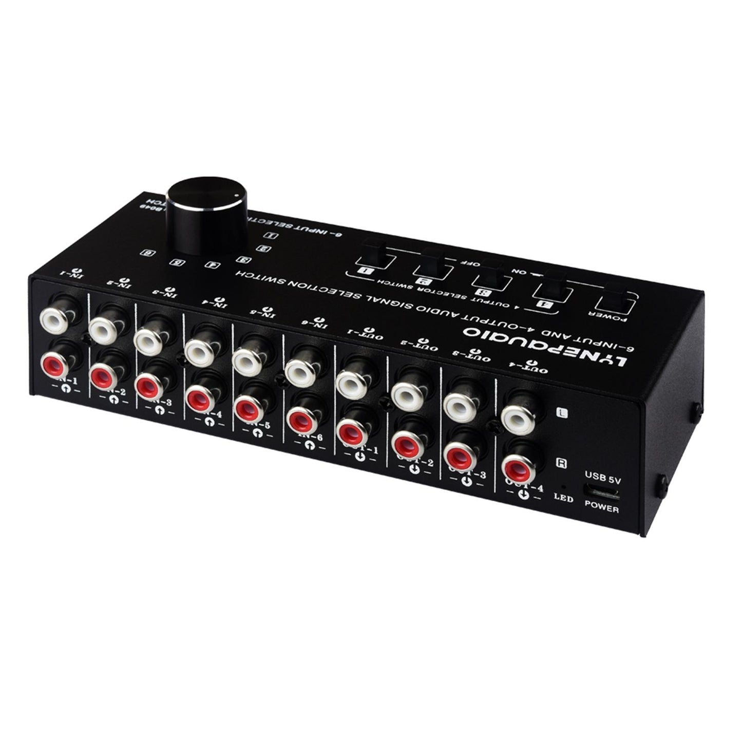 6 in 4 Out Audio Signal Switcher Audio Frequency Select for Headphone Phones
