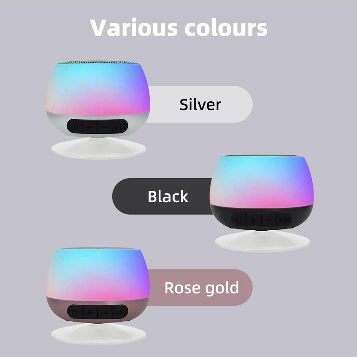 Mini Bluetooth 5.0 Speaker for Laptop Computer PC Bedroom Showers Bathroom Silver Gray