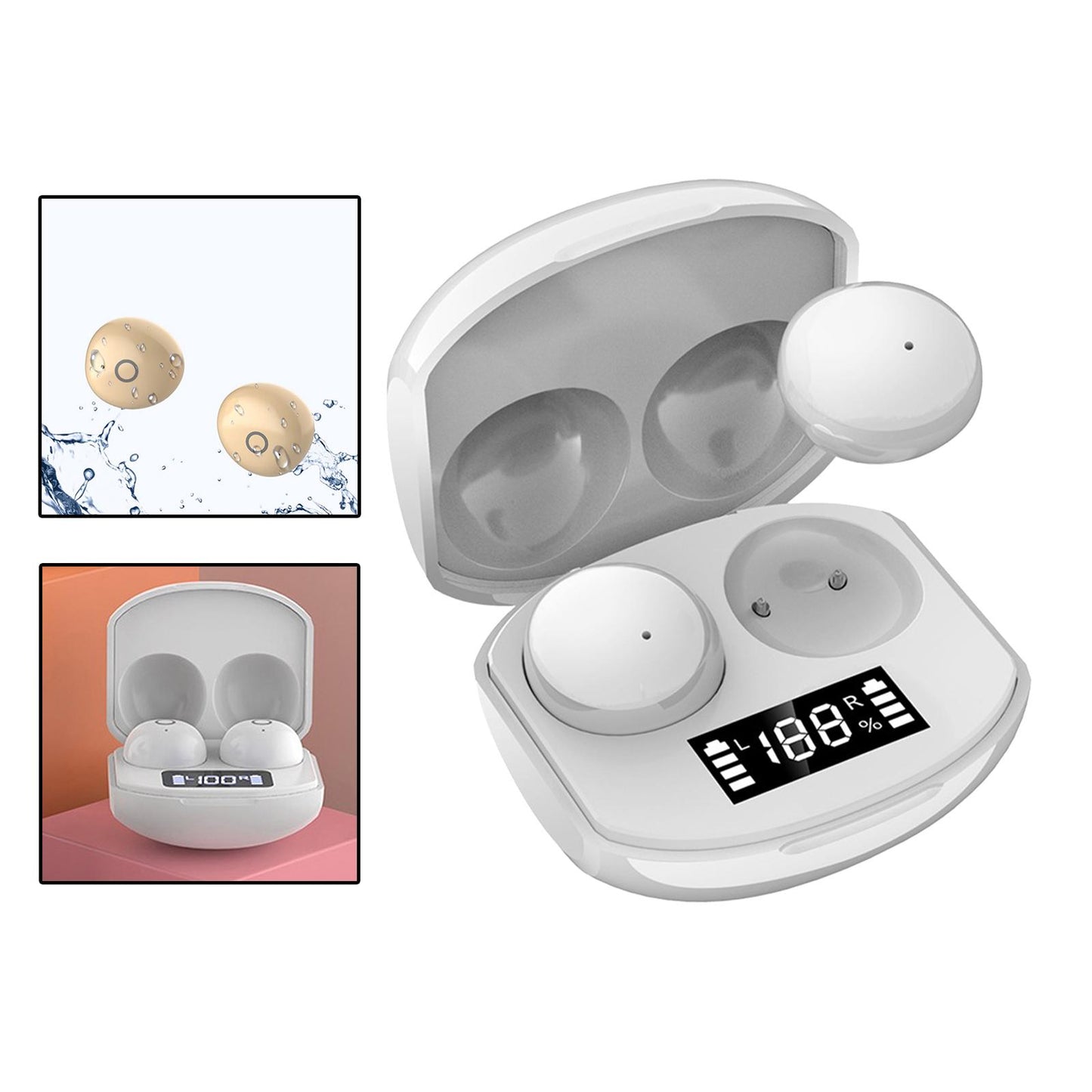 True Wireless Earbuds Sports Headphones for Gaming Jogging Smart Phones White