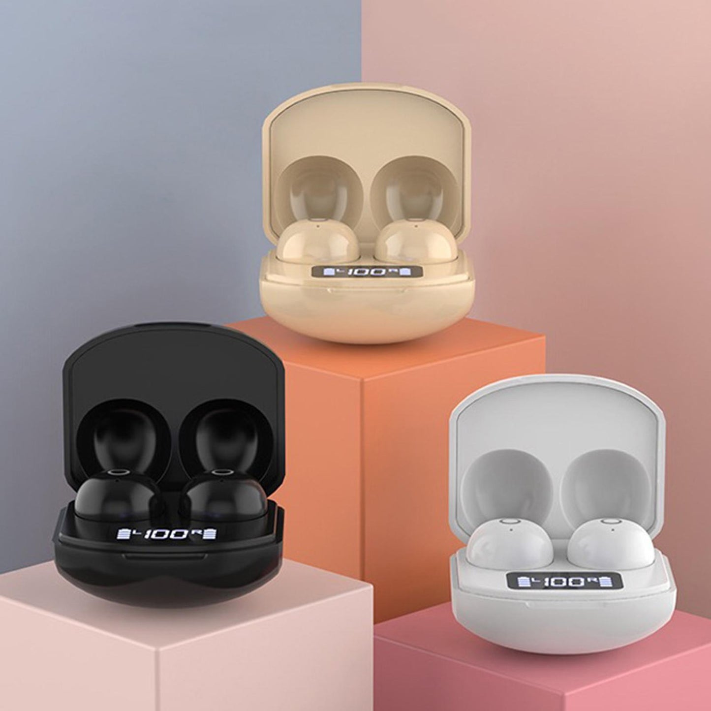 True Wireless Earbuds Sports Headphones for Gaming Jogging Smart Phones Beige
