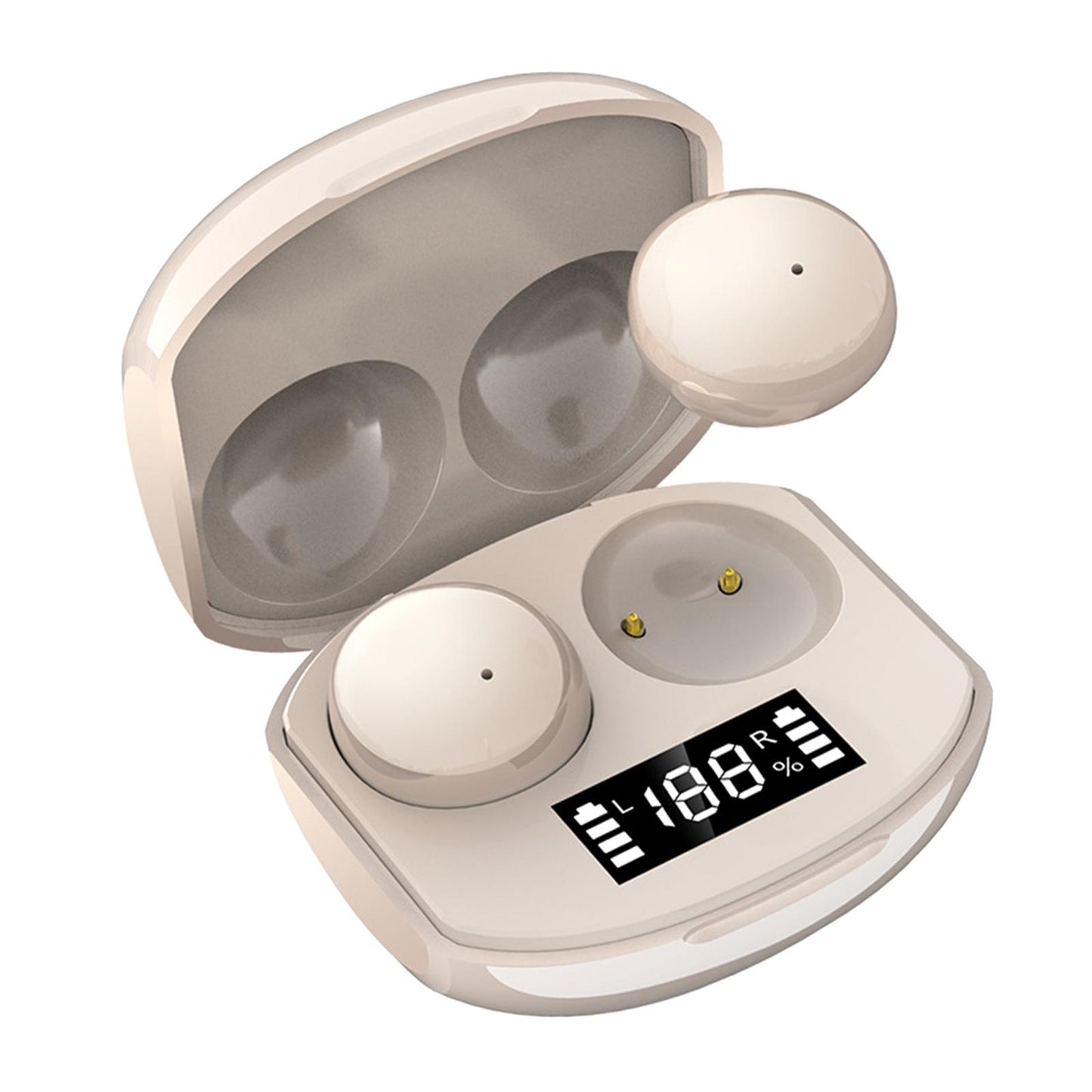 True Wireless Earbuds Sports Headphones for Gaming Jogging Smart Phones Beige