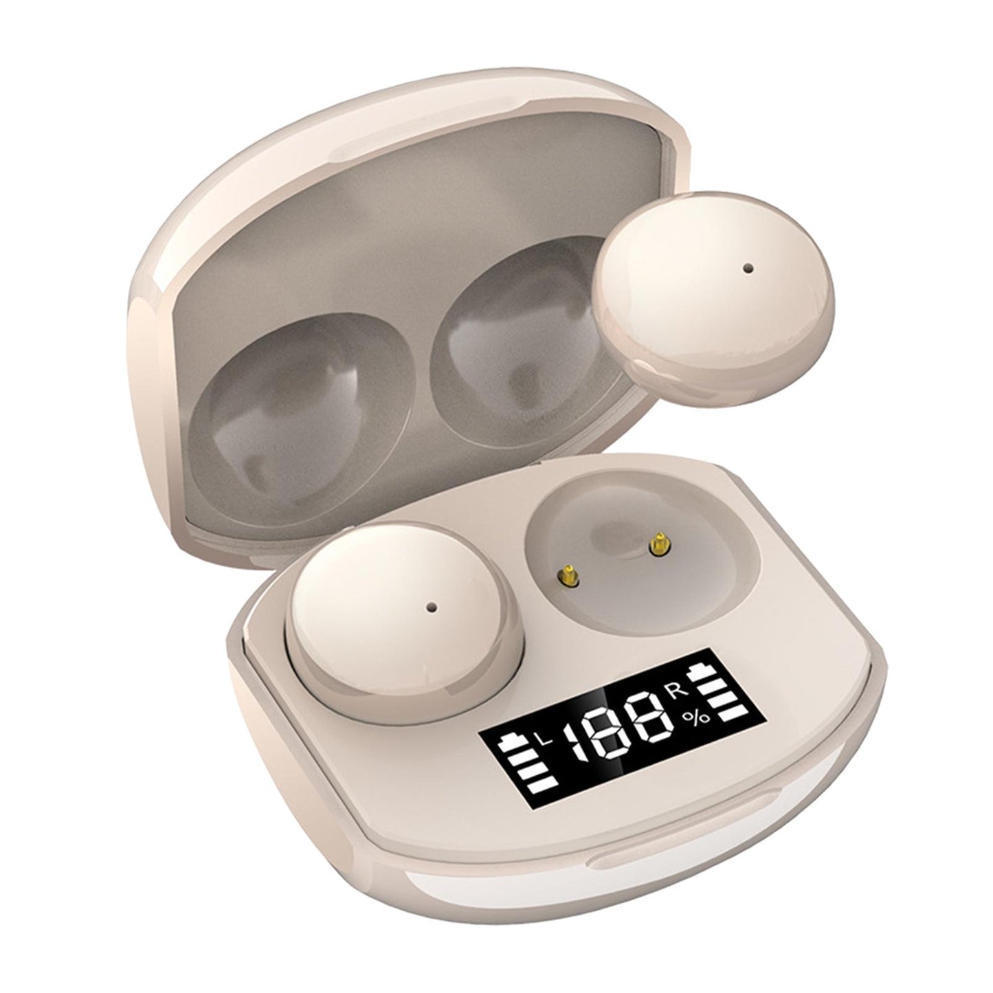 True Wireless Earbuds Sports Headphones for Gaming Jogging Smart Phones Beige