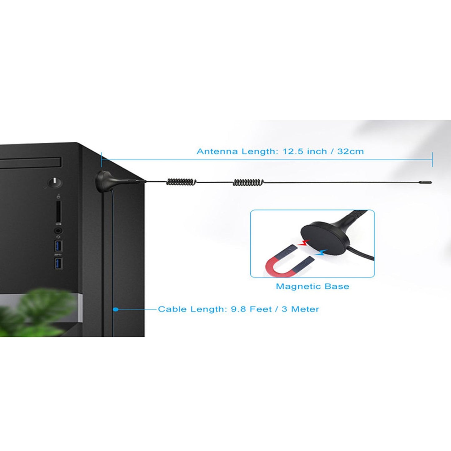 Sucker Aerial Antenna W/ 3M Cable Aerial 7dBi for Radio Accessories Parts