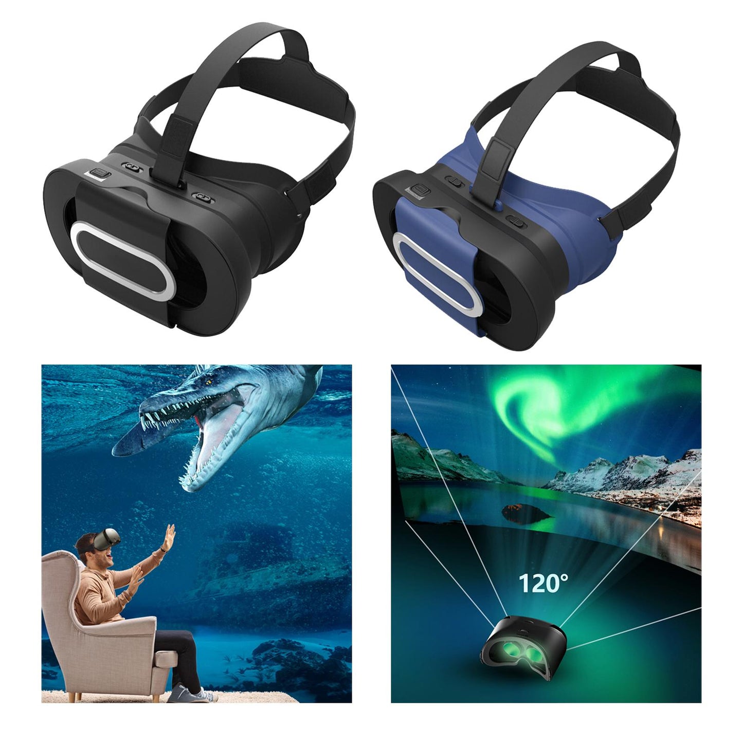 Universal VR Headset Glasses Mobile Games Gift TV Videos Kids Adults Blue