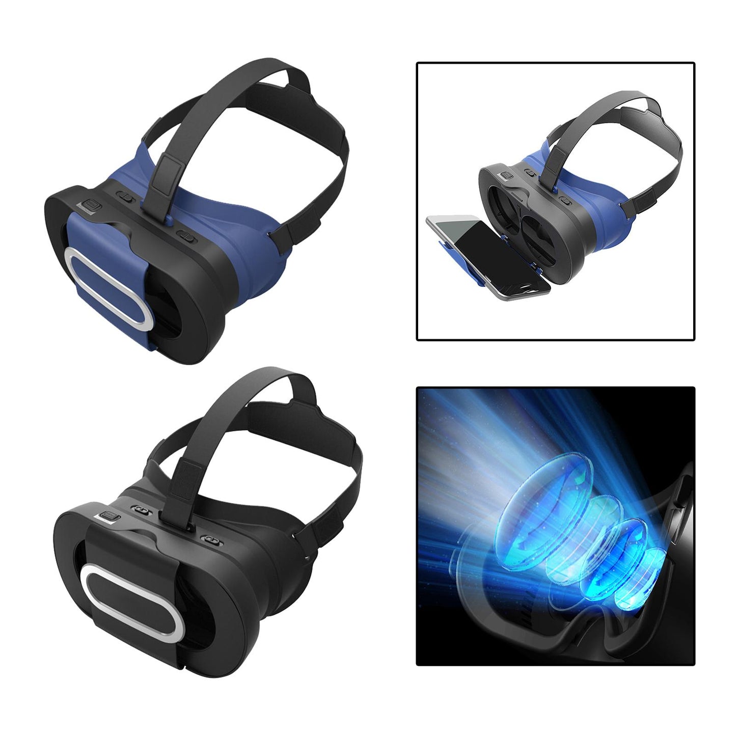 Universal VR Headset Glasses Mobile Games Gift TV Videos Kids Adults Blue