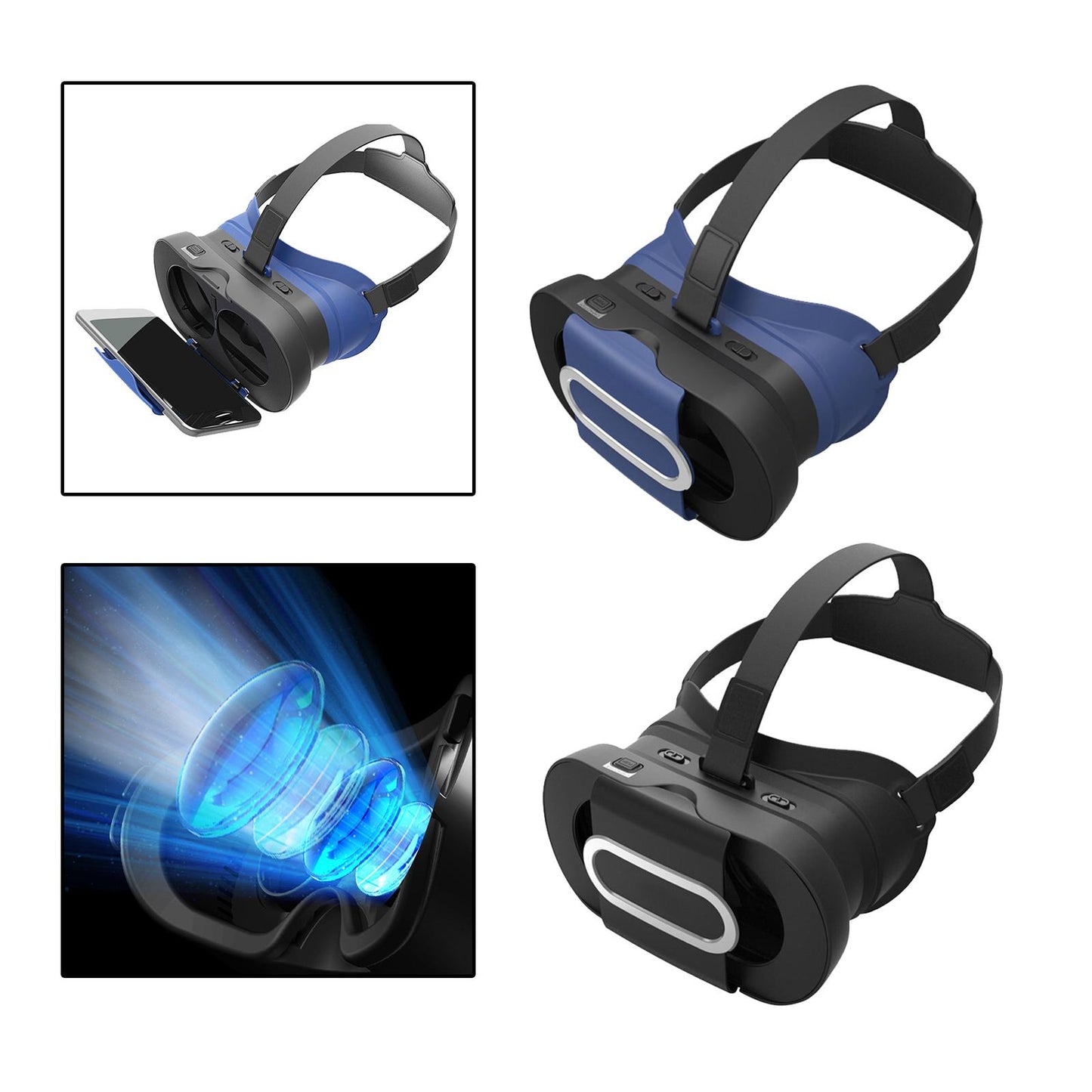 Universal VR Headset Glasses Mobile Games Gift TV Videos Kids Adults Blue