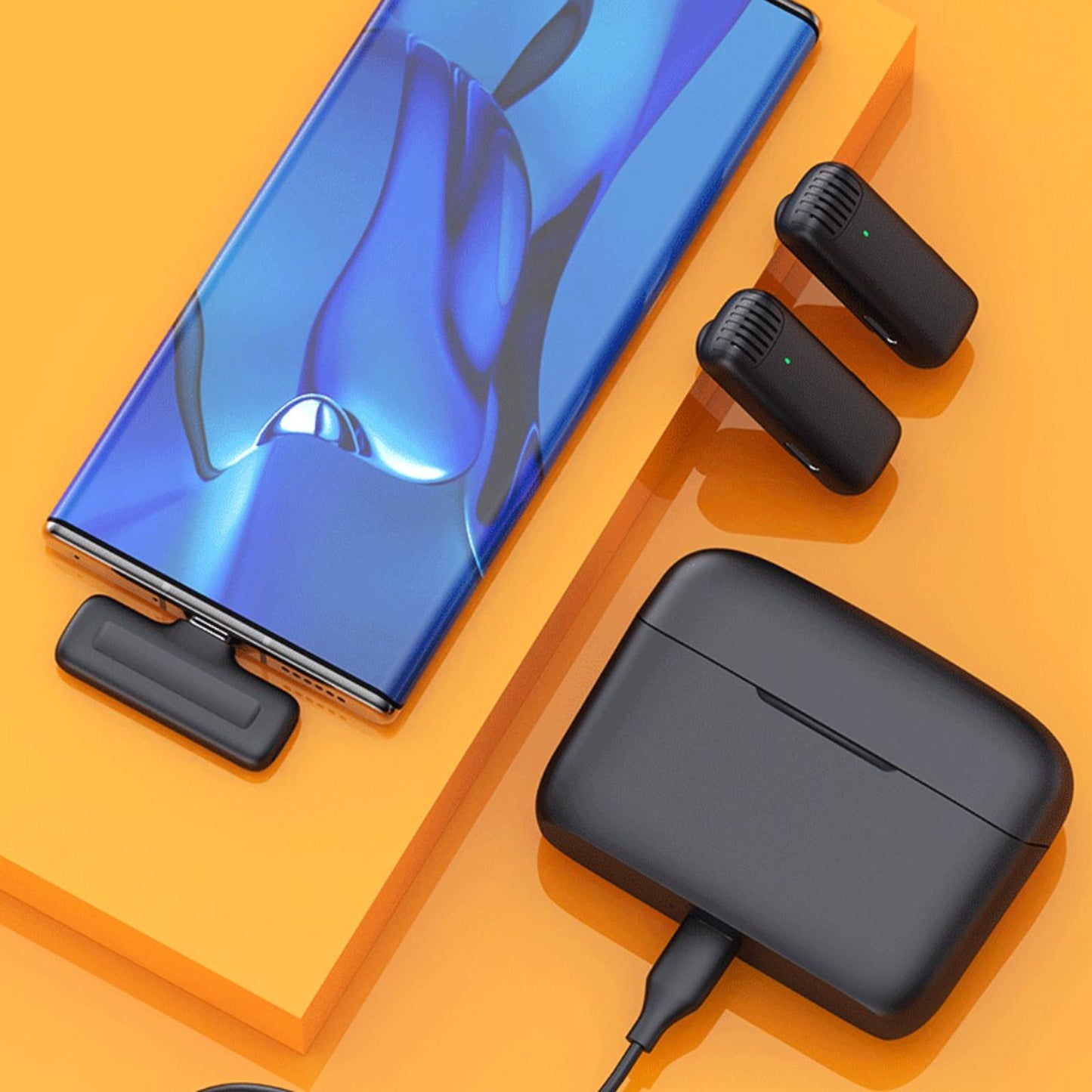 Wireless Lavalier Microphone Type C for Android USB C Phone Clip-On for Vlog with Charging Case