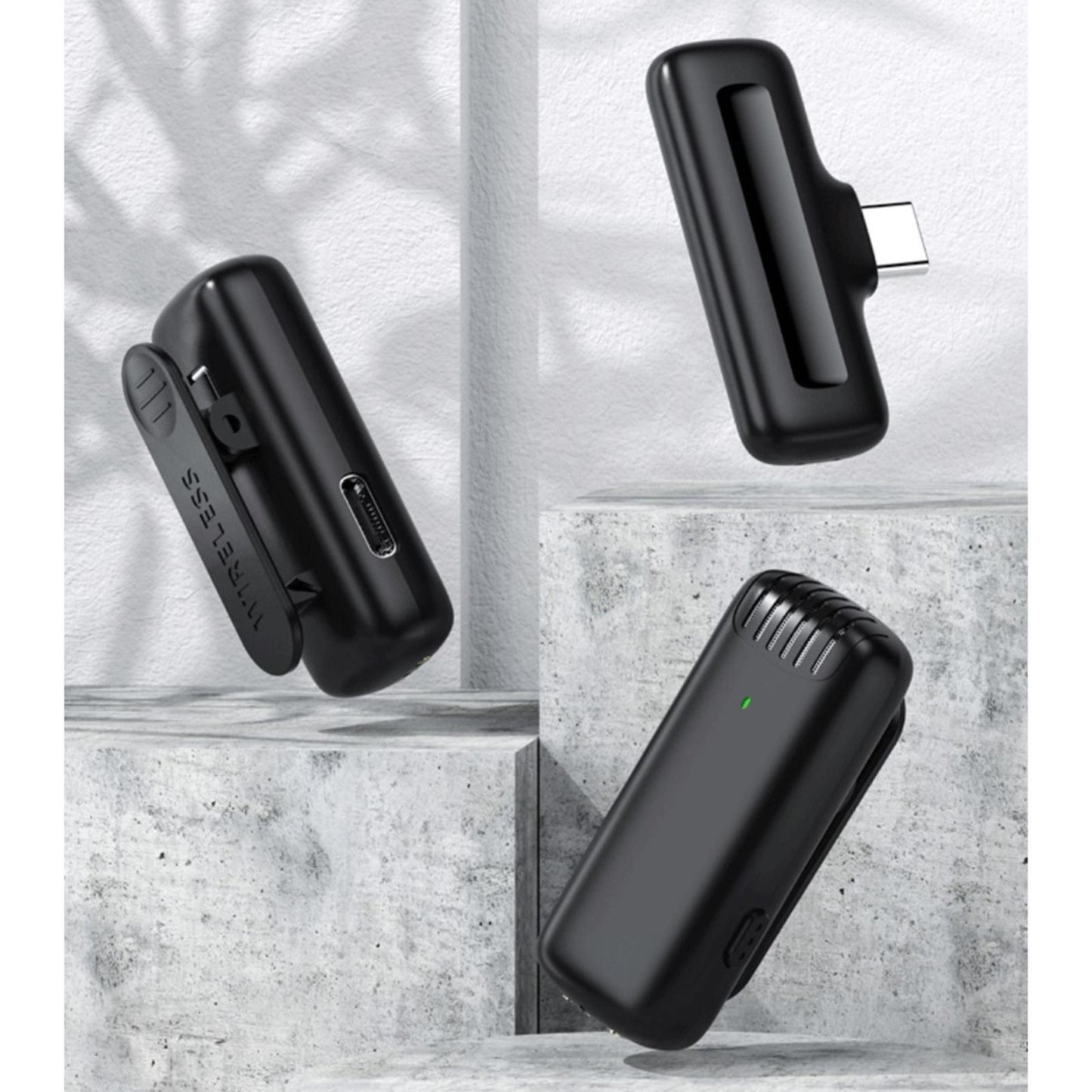 Wireless Lavalier Microphone Type C for Android USB C Phone Clip-On for Vlog with Charging Case