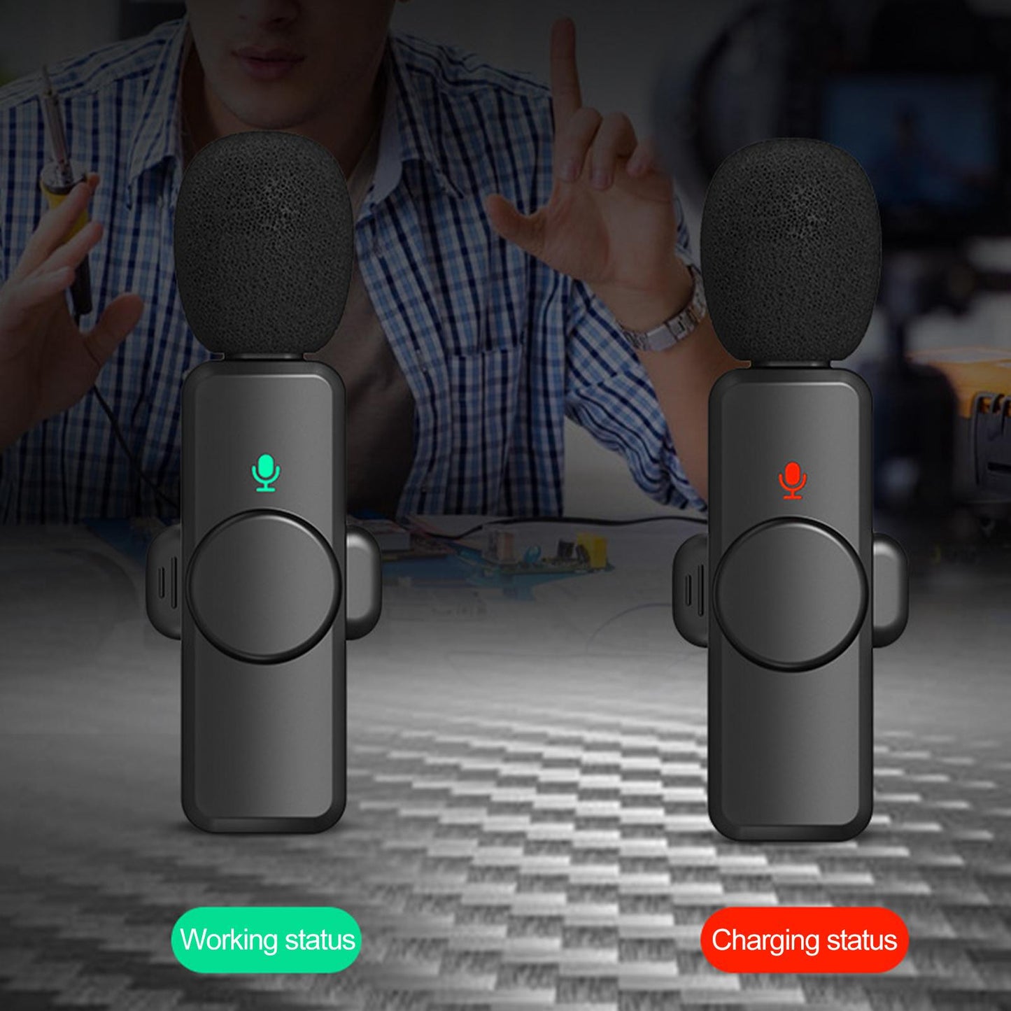 Wireless 2.4G Lavalier Microphone Type-C for Interview Vloggers Black