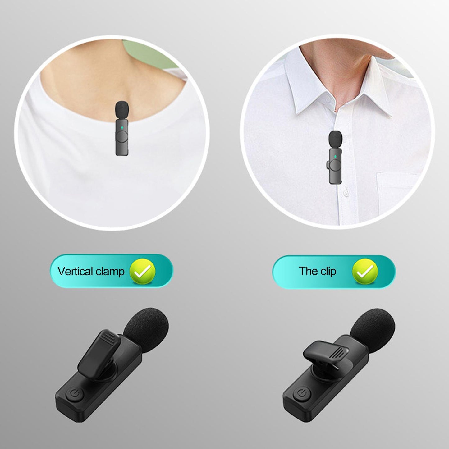Wireless 2.4G Lavalier Microphone Type-C for Interview Vloggers Black