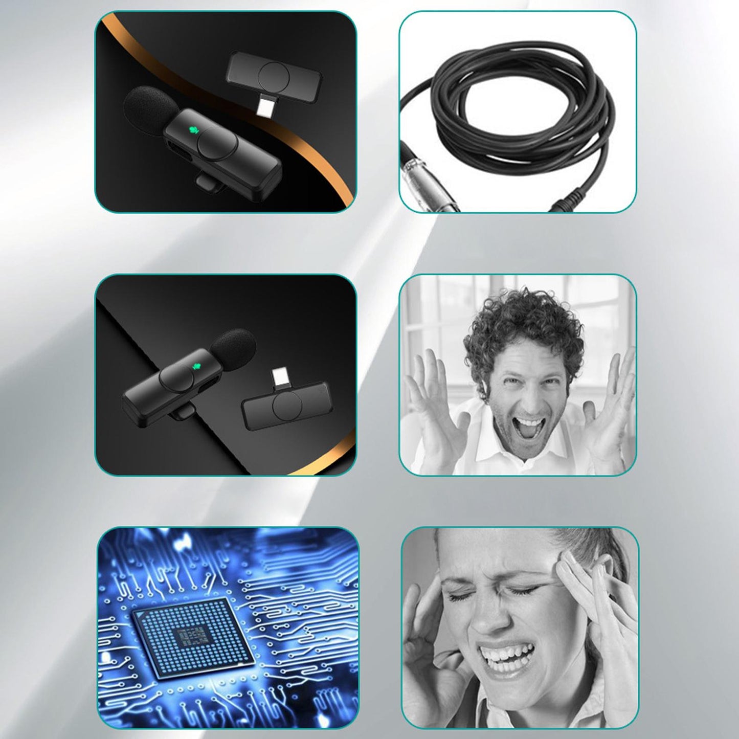 Wireless 2.4G Lavalier Microphone Type-C for Interview Vloggers Black