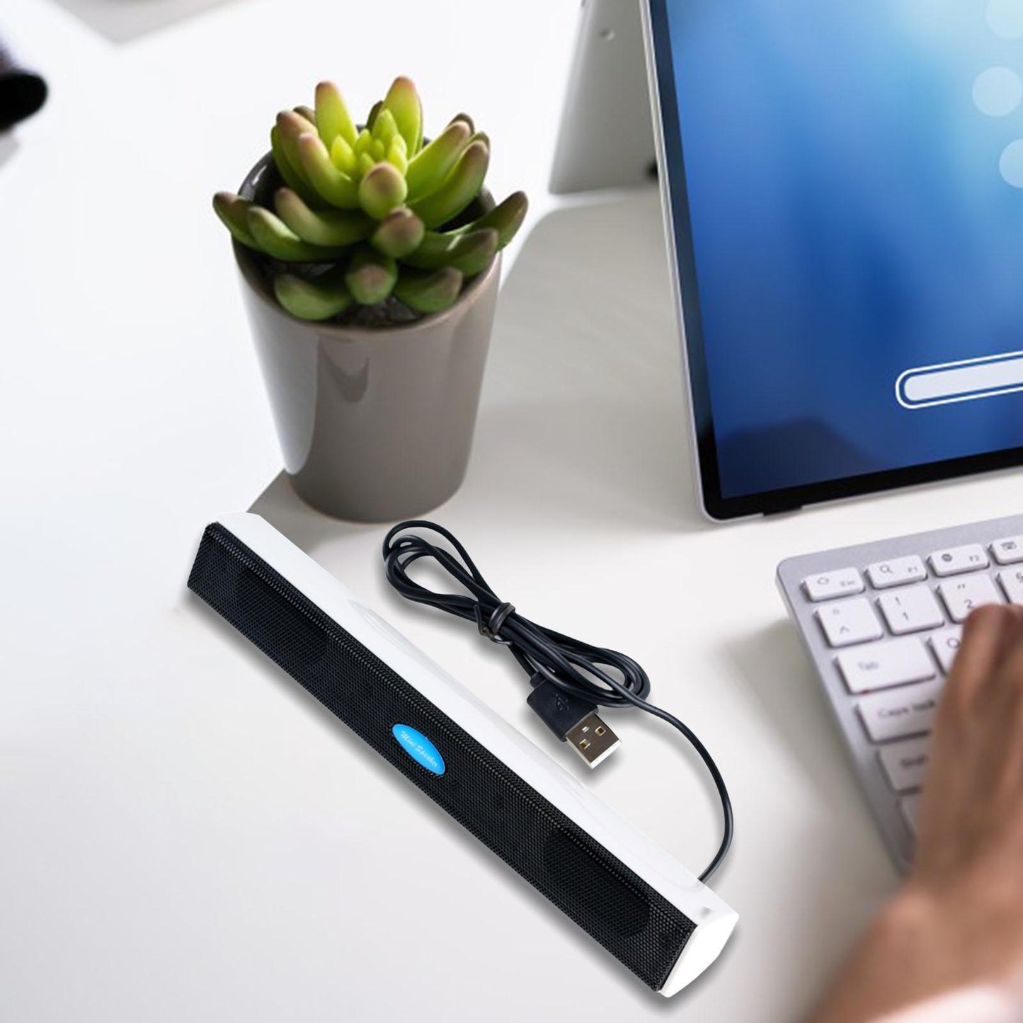 USB Powered Computer Speaker Sound Bar for PC Laptop Speaker Bar White
