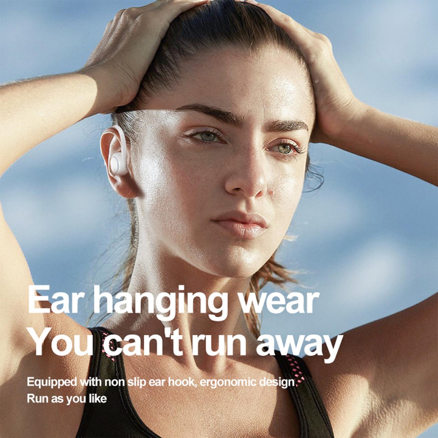 Sweatproof Wireless Bluetooth Headset Ear Hook In-Ear Earbuds Running Black