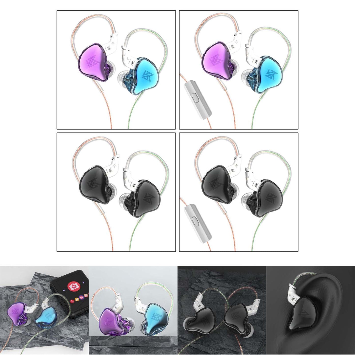 3.5mm Wired Earphones Noise Cancelling 10mm Moving Unit Colorful No Mic