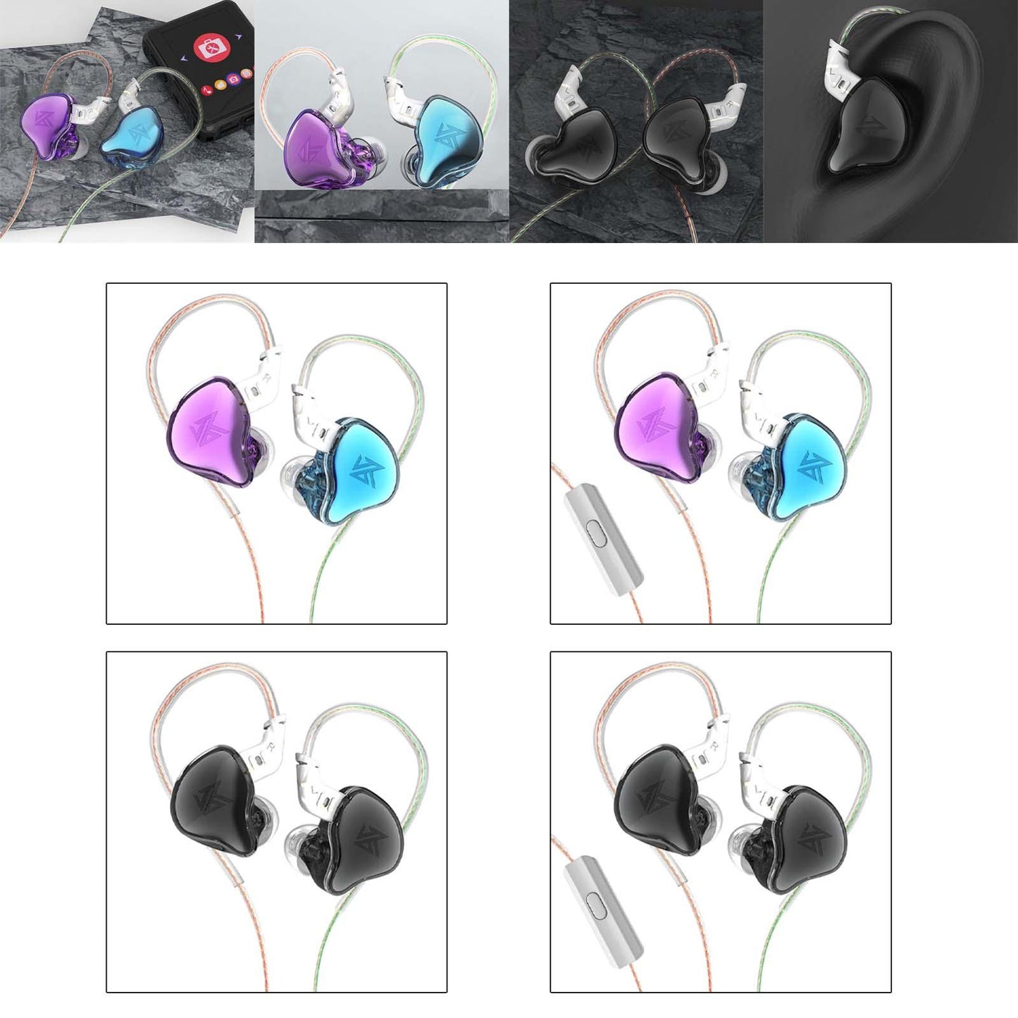 3.5mm Wired Earphones Noise Cancelling 10mm Moving Unit Colorful No Mic
