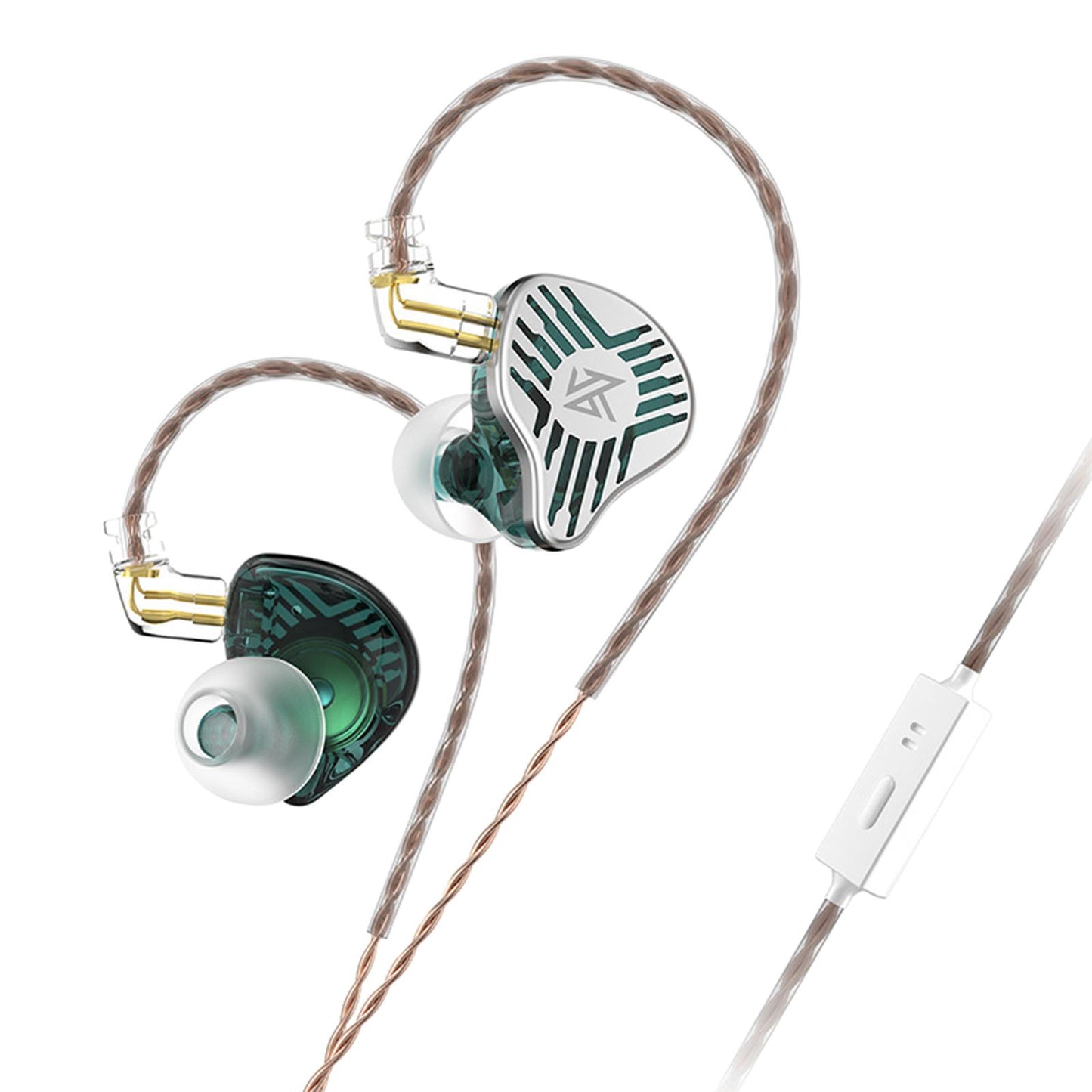 in Ear Earphones Dynamic Driver Bass Monitor for Music Enthusiast Singer Green with Mic