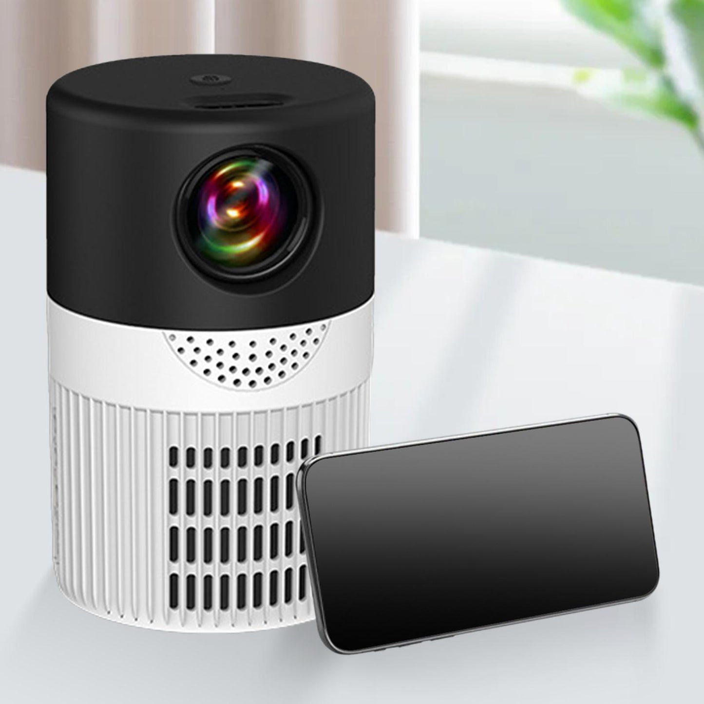 Small Projector 3.5mm AUX Out Movie Playback for Entertainment Home for PS4 Black White