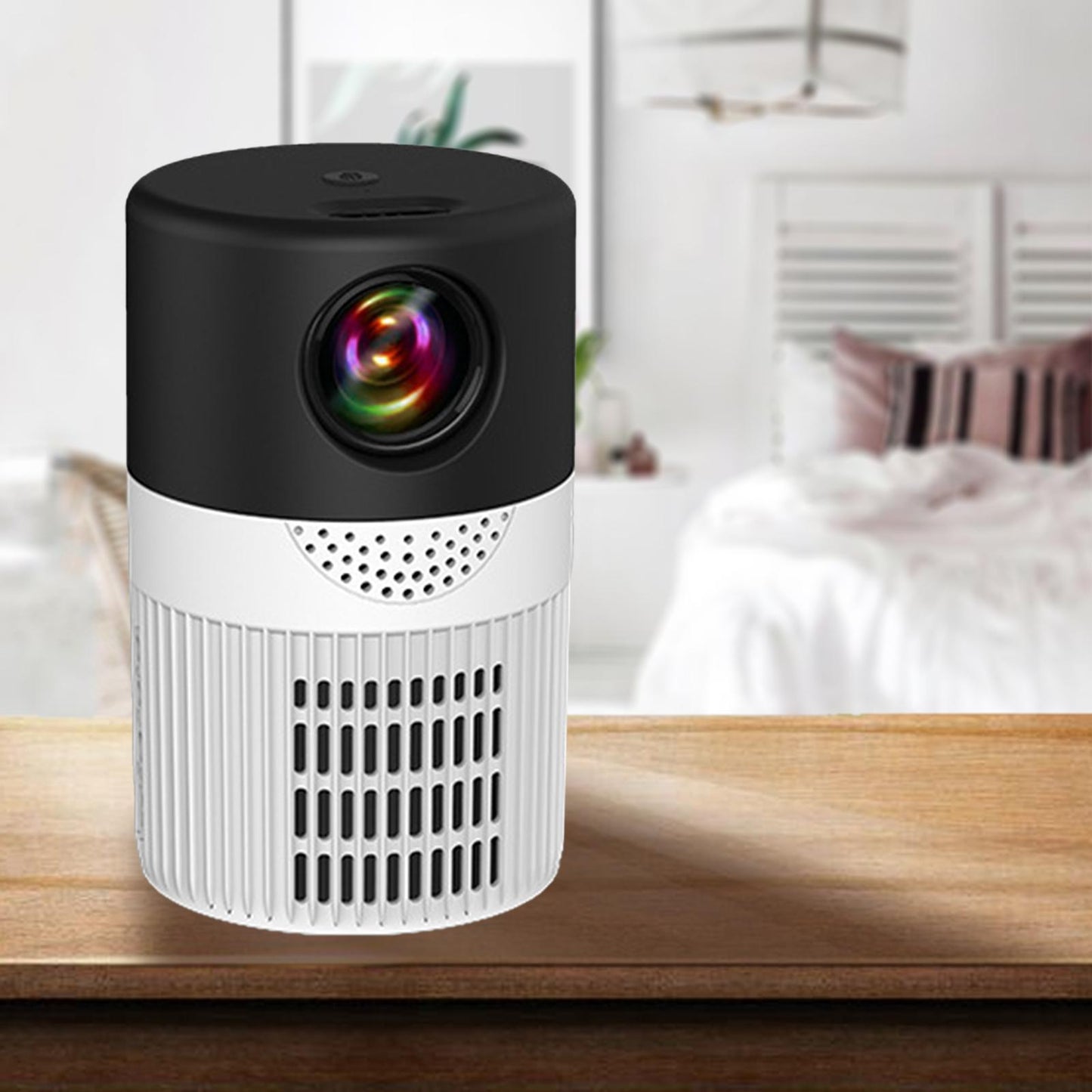 Small Projector 3.5mm AUX Out Movie Playback for Entertainment Home for PS4 Black White