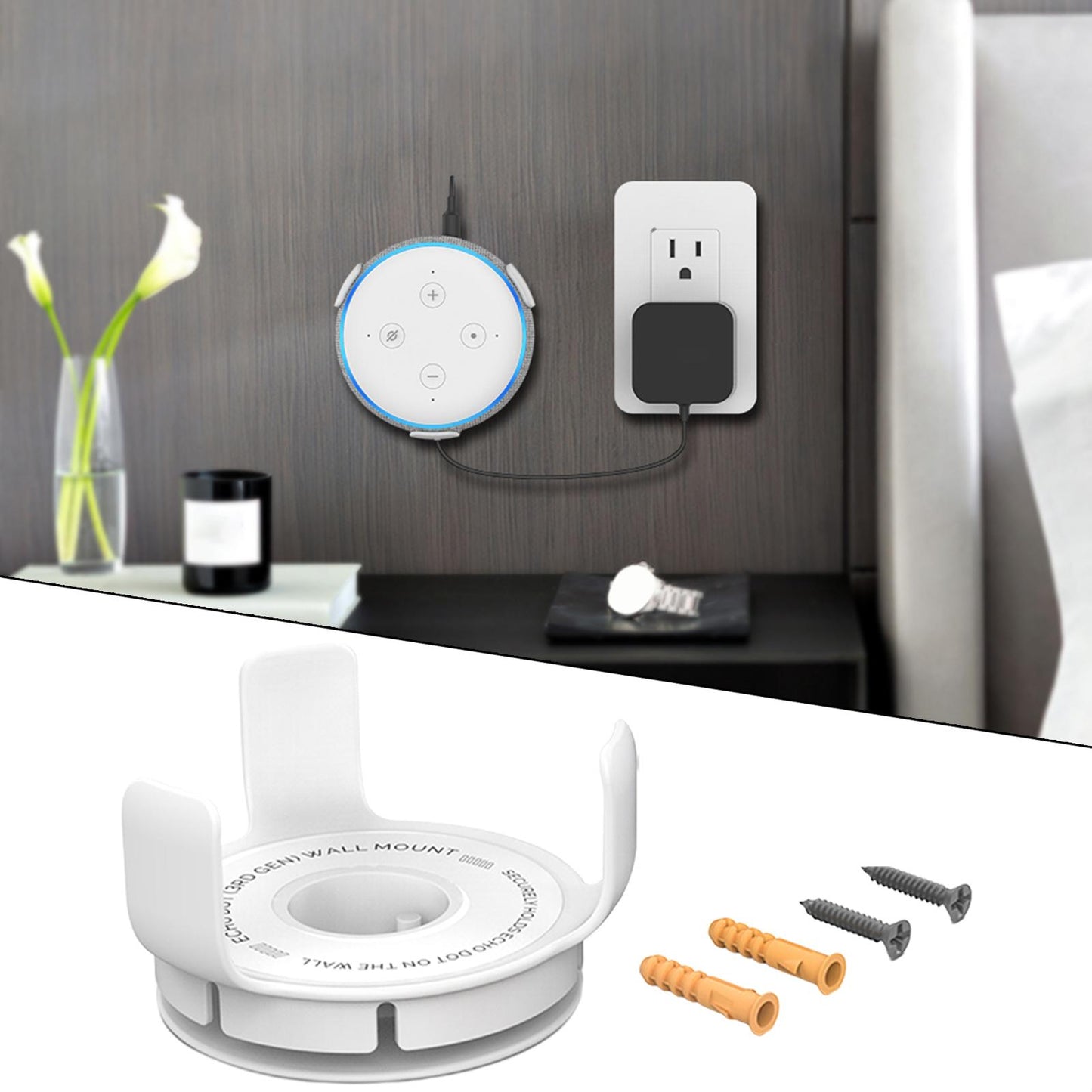Wall Mount Holder Smart Home Stand for Google Home Mini White 1 Set