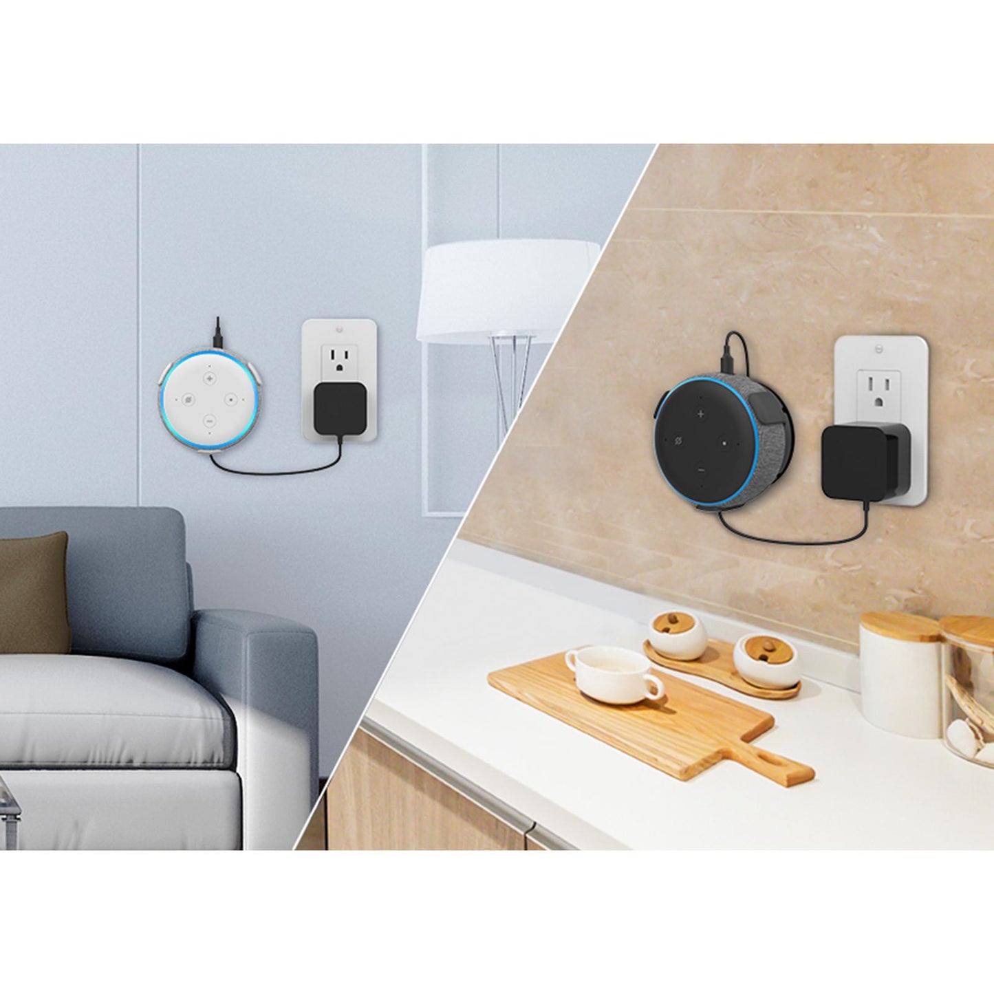 Wall Mount Holder Smart Home Stand for Google Home Mini Black 2 Sets